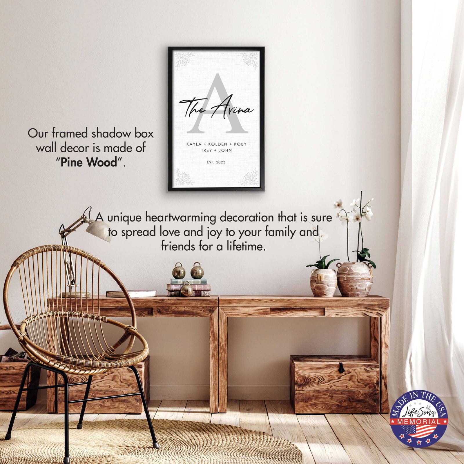 Personalized Framed Shadow Box for Family Home Décor - The Avina - LifeSong Milestones