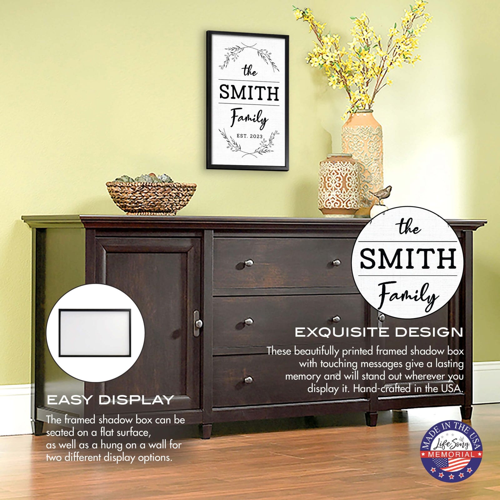 Personalized Framed Shadow Box for Family Home Décor - The Smith Family - LifeSong Milestones