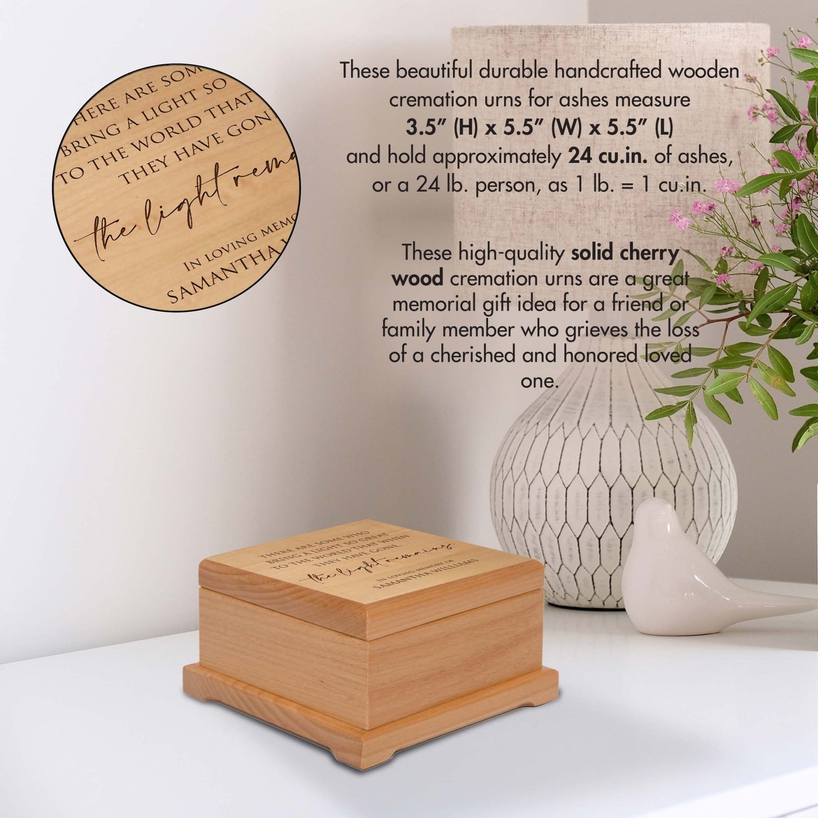 Personalized Funeral Cremation Keepsake Urn For Human Ashes - There Are Some Who Bring Light - LifeSong Milestones