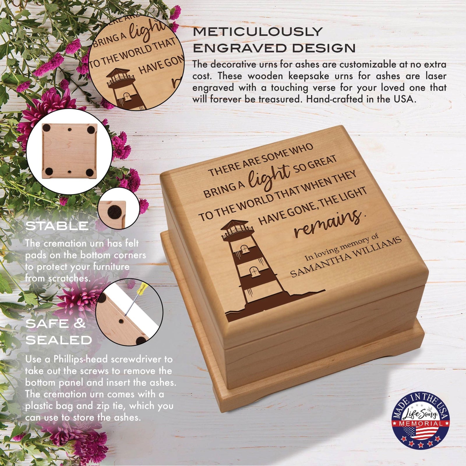 Personalized Funeral Cremation Keepsake Urn For Human Ashes - There Are Some Who Bring Light - LifeSong Milestones