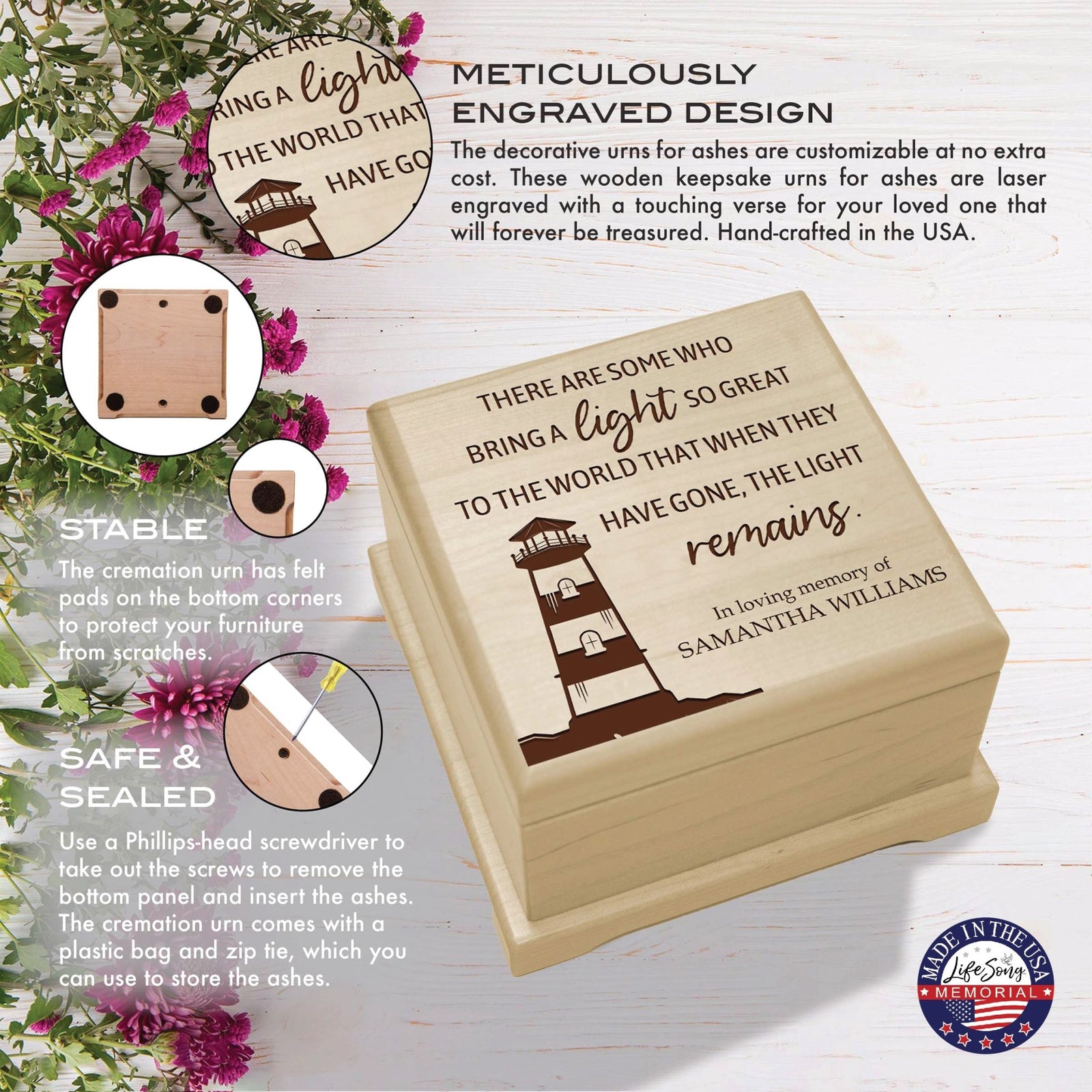 Personalized Funeral Cremation Keepsake Urn For Human Ashes - There Are Some Who Bring Light - LifeSong Milestones