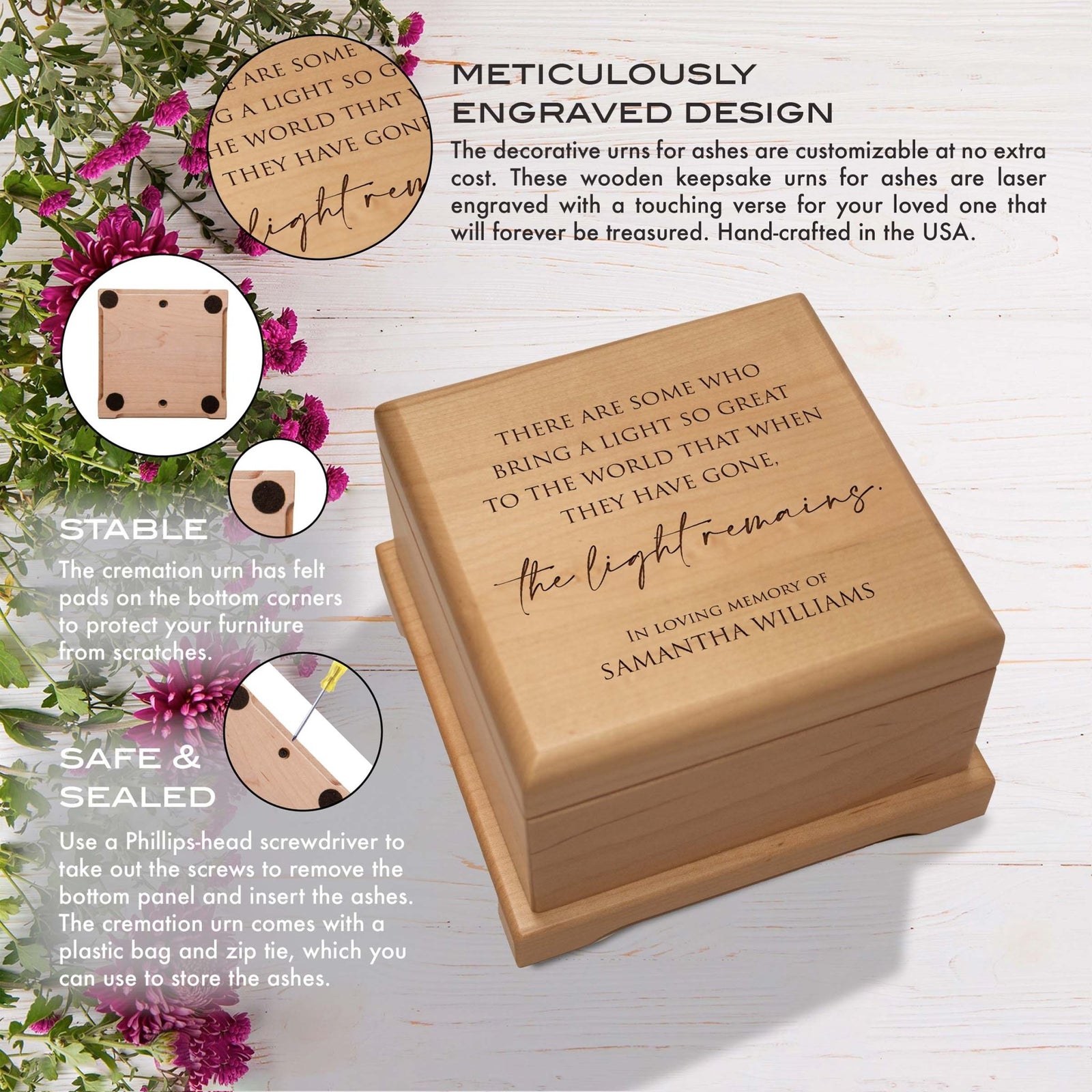 Personalized Funeral Cremation Keepsake Urn For Human Ashes - There Are Some Who Bring Light - LifeSong Milestones