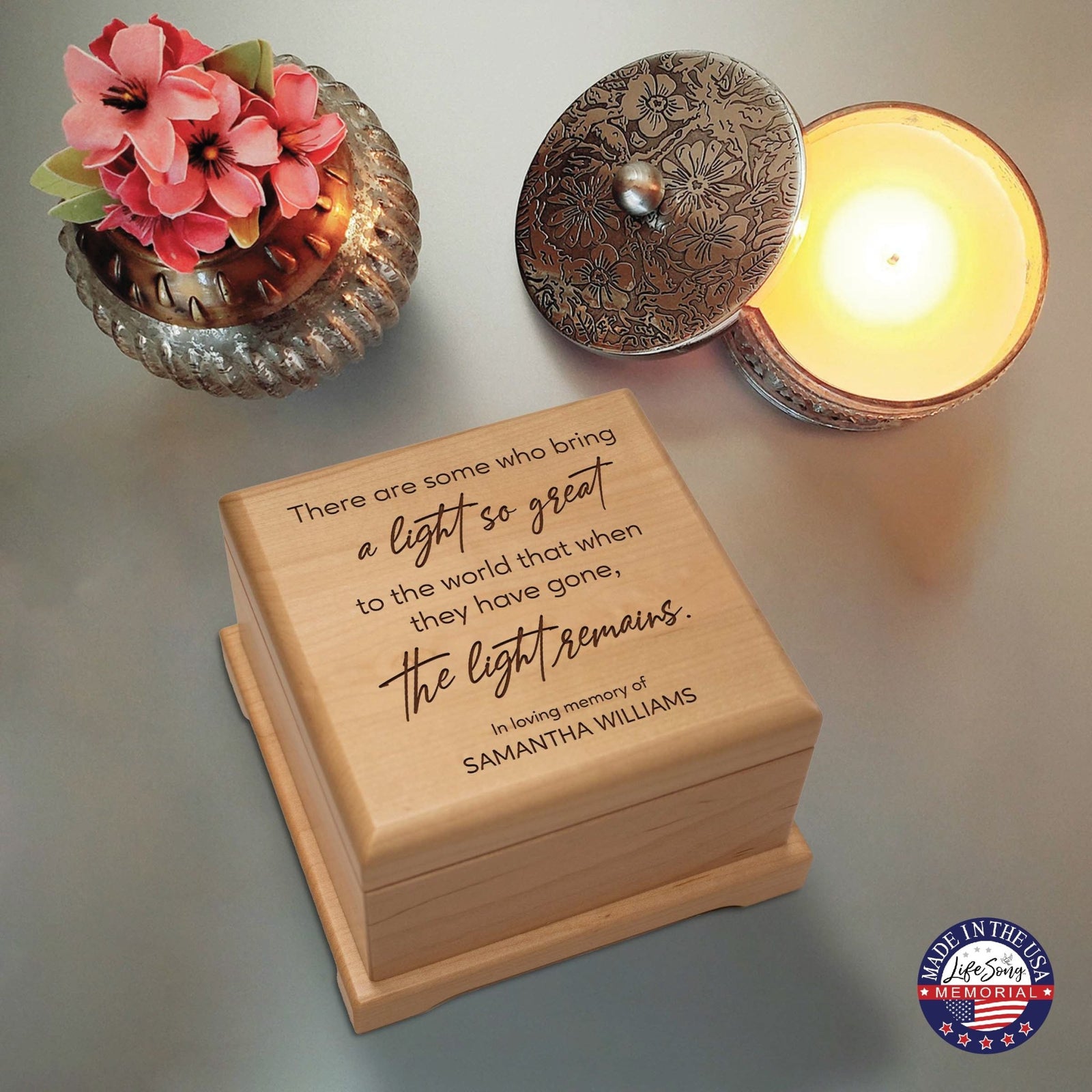 Personalized Funeral Cremation Keepsake Urn For Human Ashes - There Are Some Who Bring Light - LifeSong Milestones