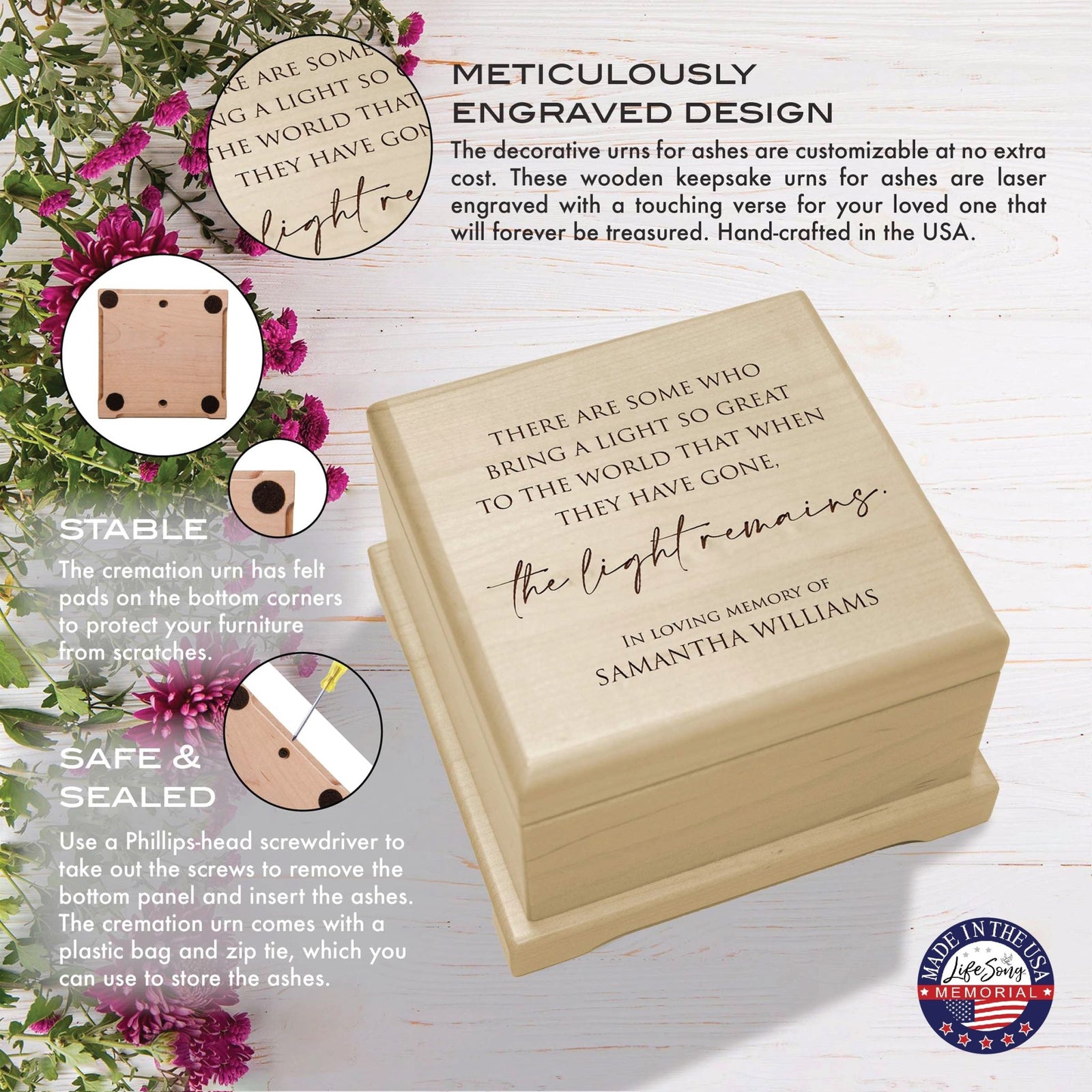 Personalized Funeral Cremation Keepsake Urn For Human Ashes - There Are Some Who Bring Light - LifeSong Milestones