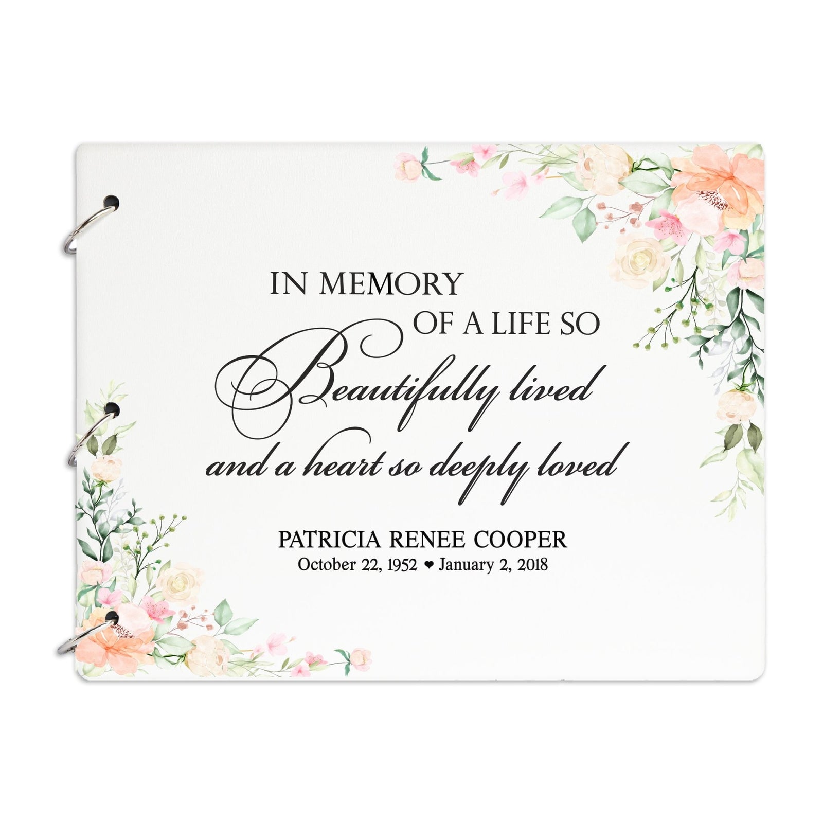 Personalized Funeral Service Guest Book 8.5x11 A Life Beautifully Lived - LifeSong Milestones
