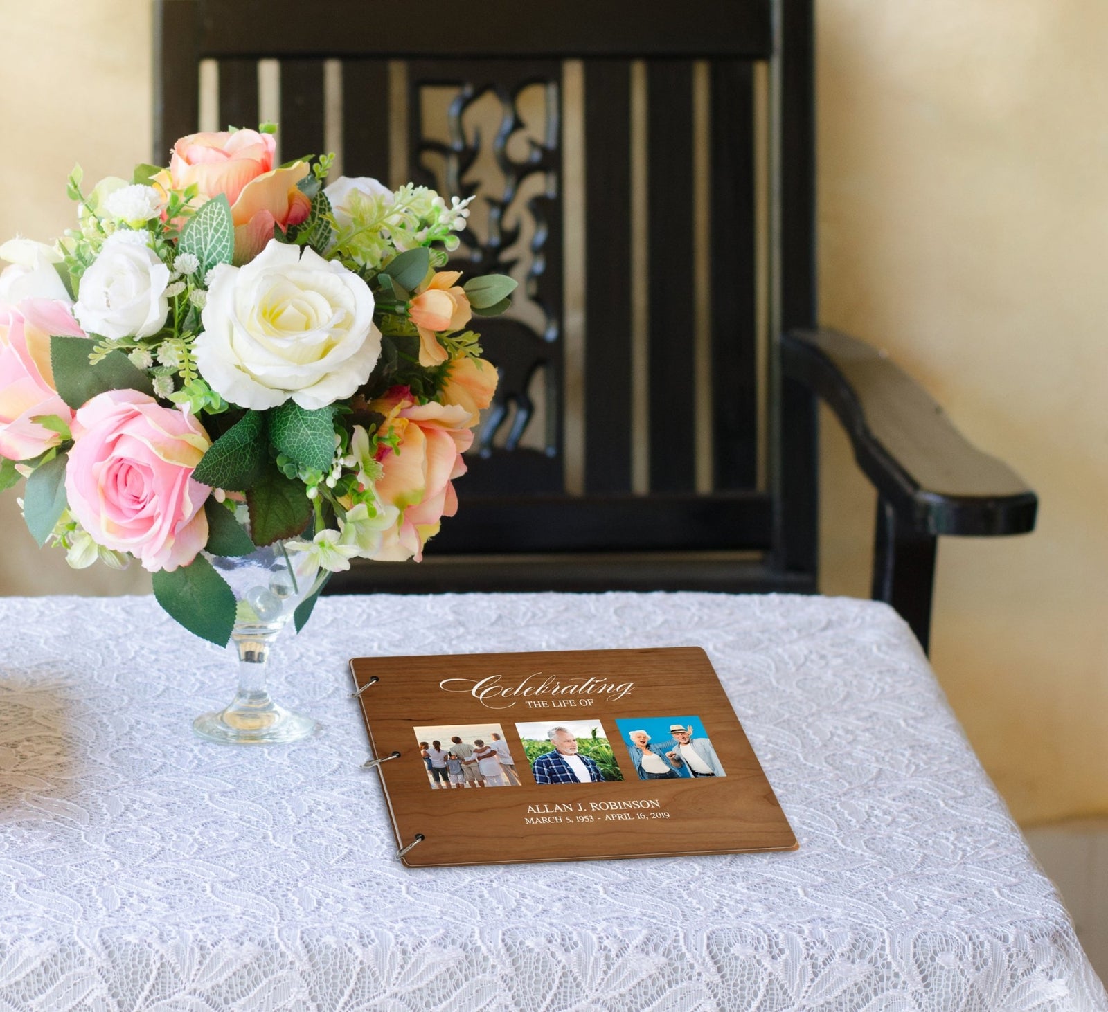 Personalized Funeral Service Guest Book 8.5x11 Celebrating The Life - LifeSong Milestones