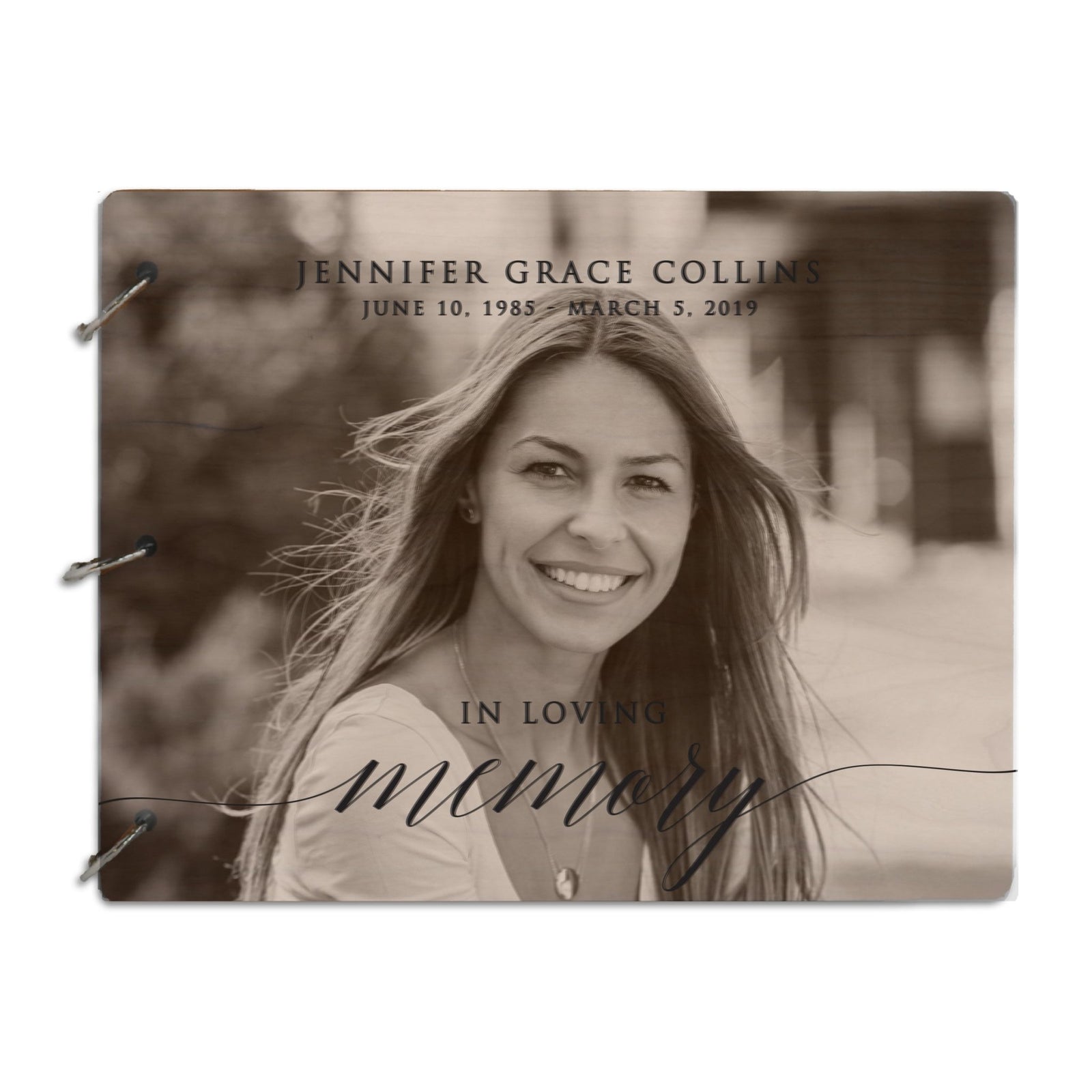 Personalized Funeral Service Guest Book 8.5x11 In Loving Memory Black and White Portrait - LifeSong Milestones