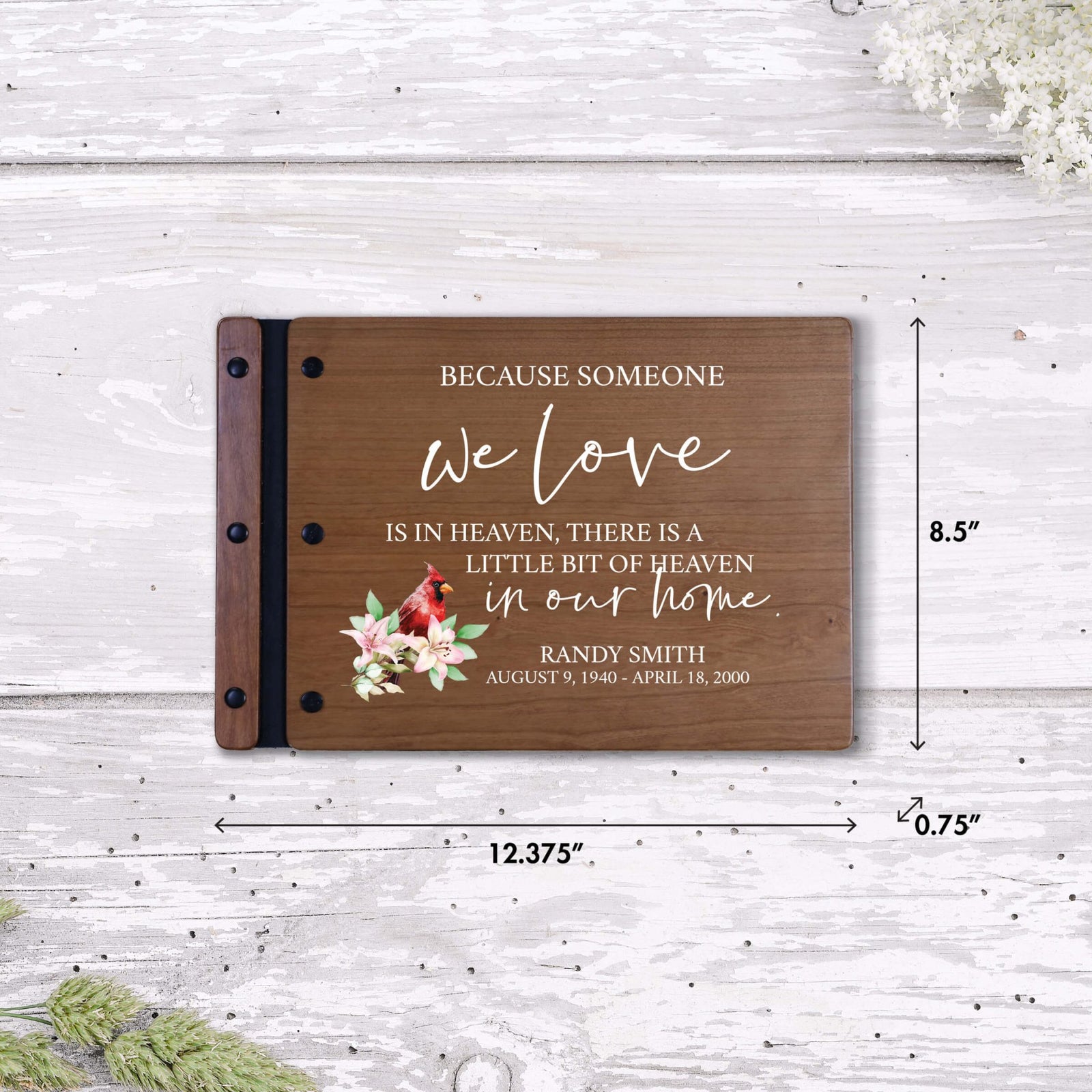 Personalized Funeral Wooden Guestbook for Memorial Service - Because Someone We Love - LifeSong Milestones