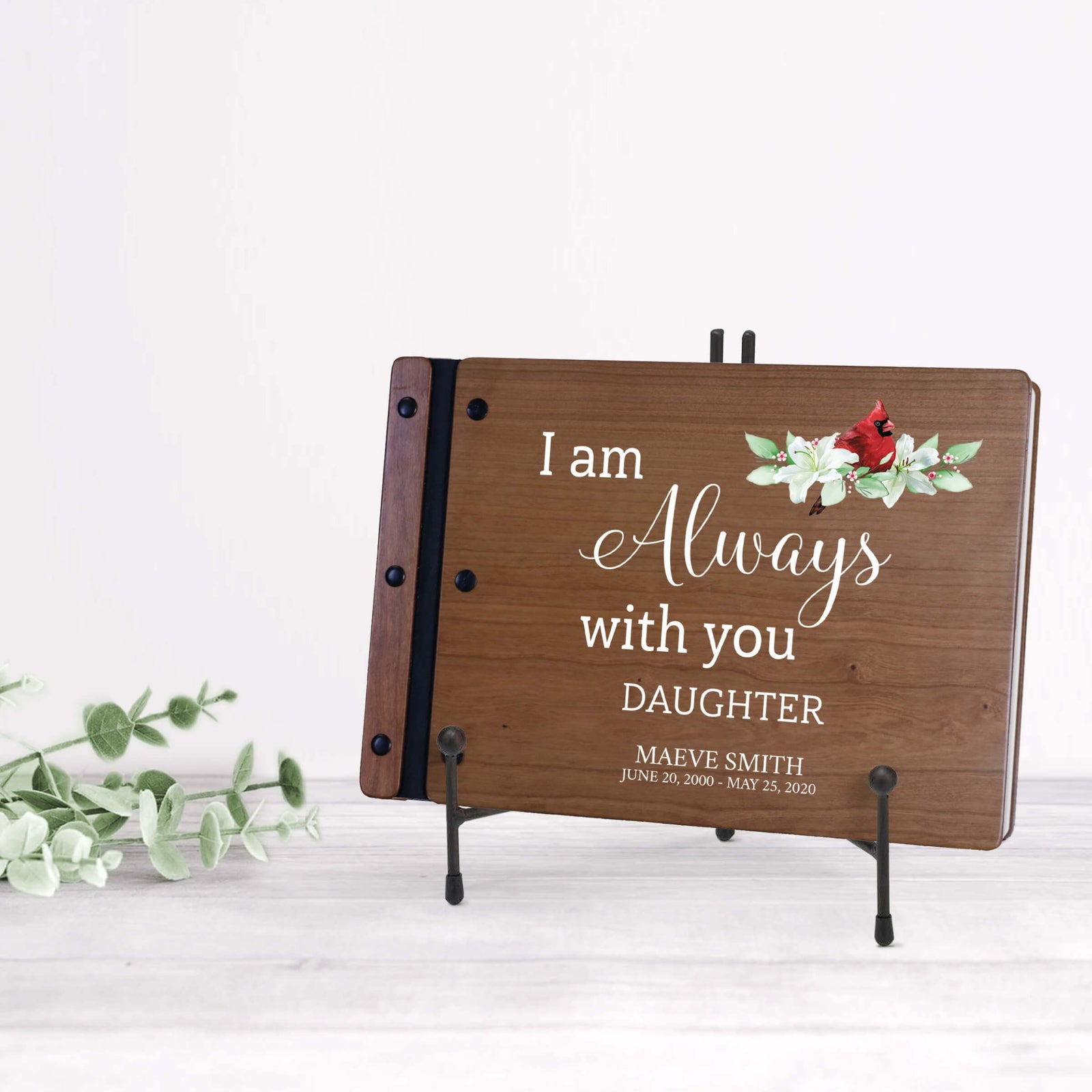 Personalized Funeral Wooden Guestbook for Memorial Service - I Am Always With You - LifeSong Milestones