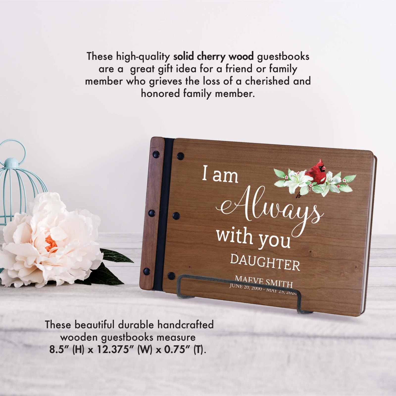 Personalized Funeral Wooden Guestbook for Memorial Service - I Am Always With You - LifeSong Milestones