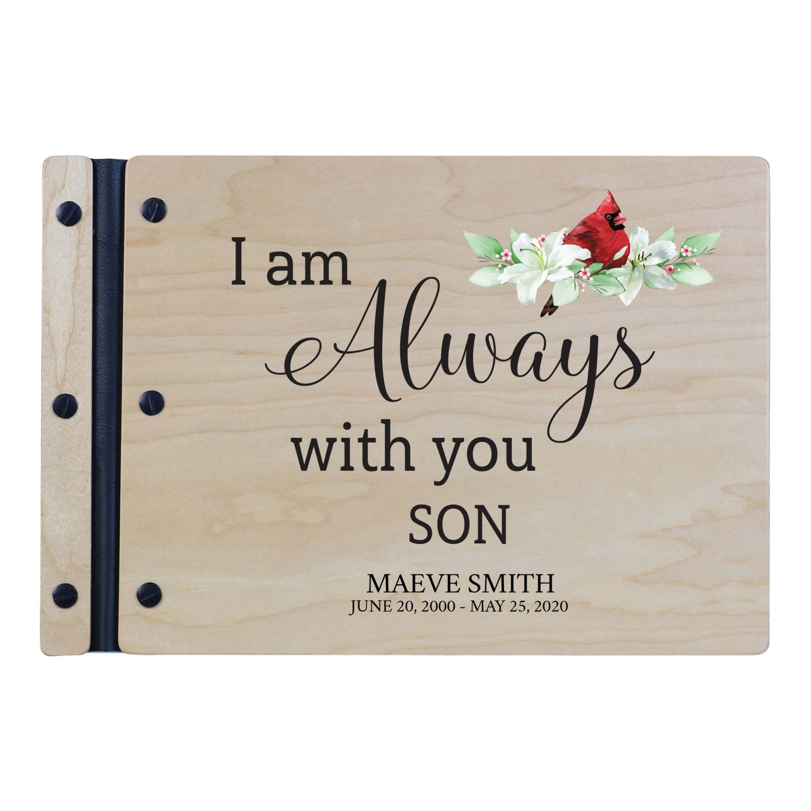 Personalized Funeral Wooden Guestbook for Memorial Service - I Am Always With You - LifeSong Milestones