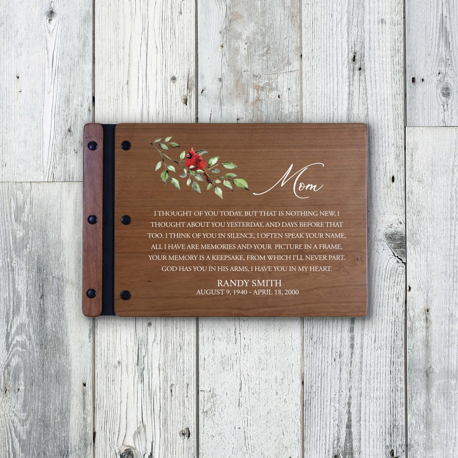 Personalized Funeral Wooden Guestbook for Memorial Service - I Thought of You Today - LifeSong Milestones