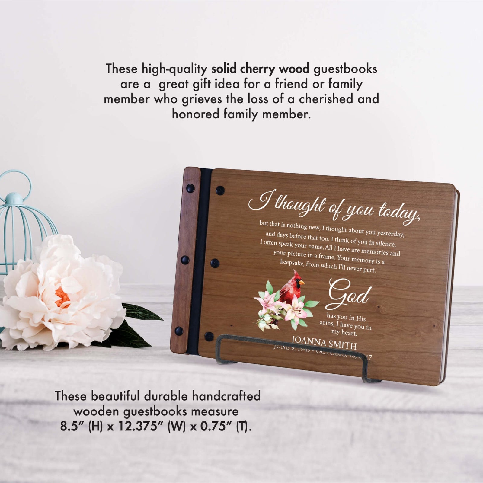 Personalized Funeral Wooden Guestbook for Memorial Service - I Thought of You Today - LifeSong Milestones
