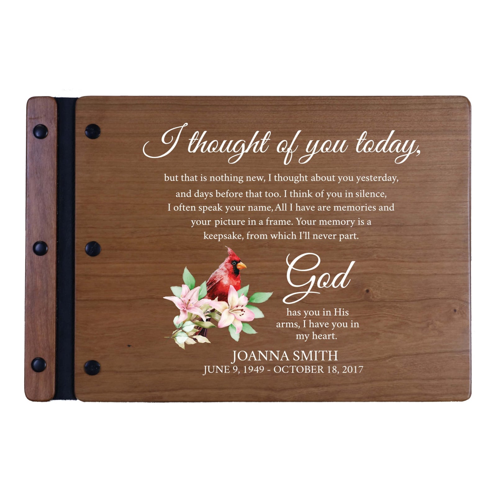 Personalized Funeral Wooden Guestbook for Memorial Service - I Thought of You Today - LifeSong Milestones