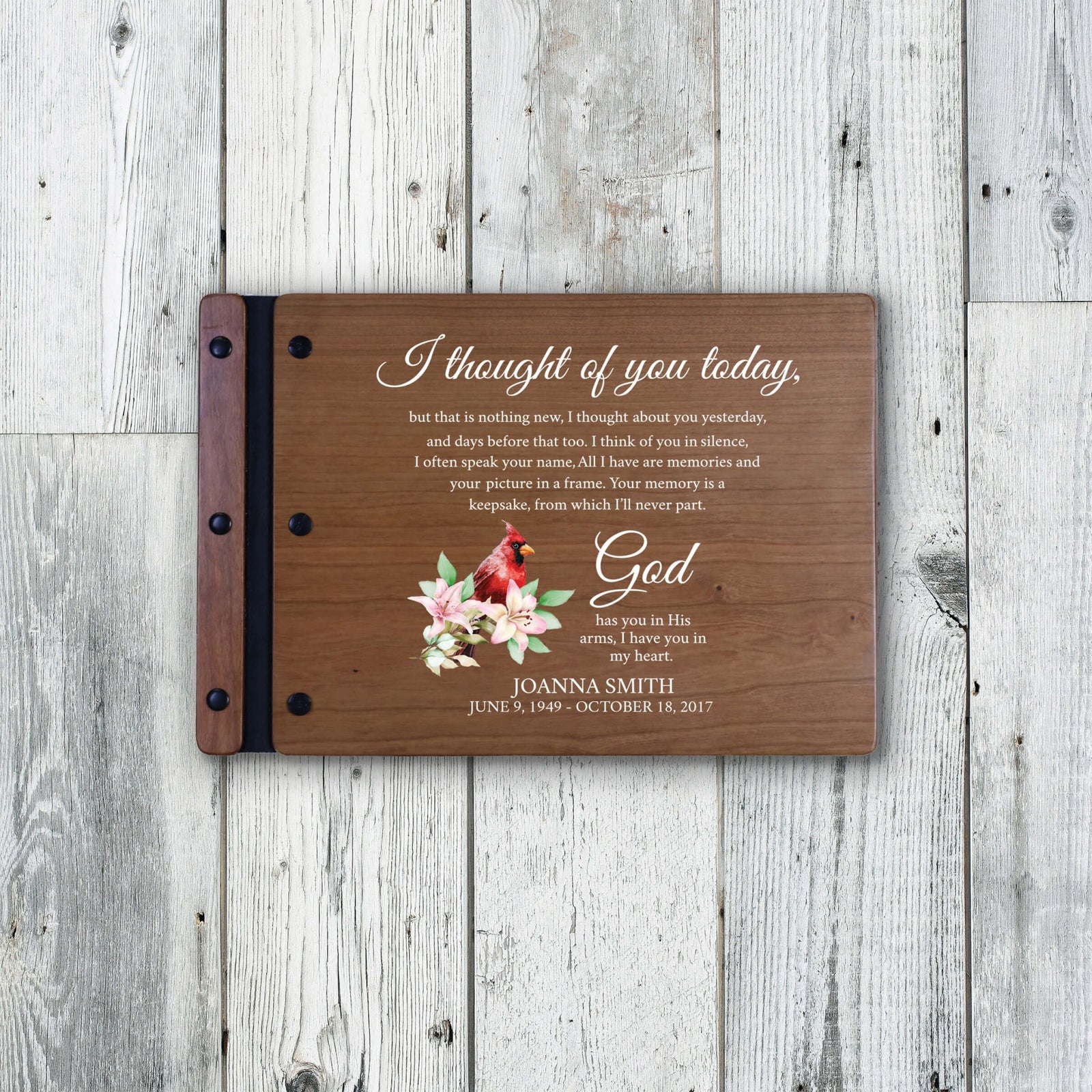 Personalized Funeral Wooden Guestbook for Memorial Service - I Thought of You Today - LifeSong Milestones