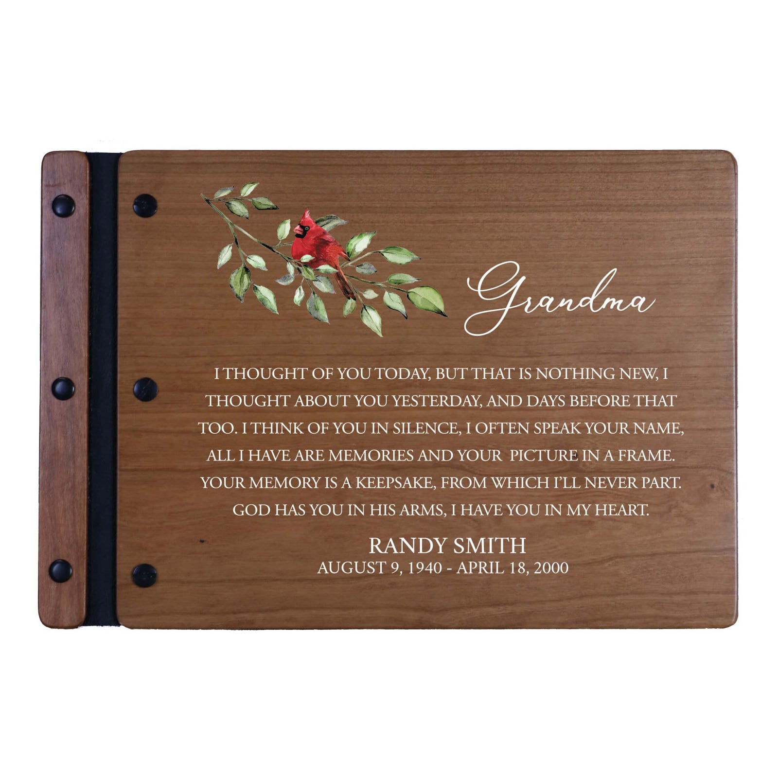 Personalized Funeral Wooden Guestbook for Memorial Service - I Thought of You Today - LifeSong Milestones