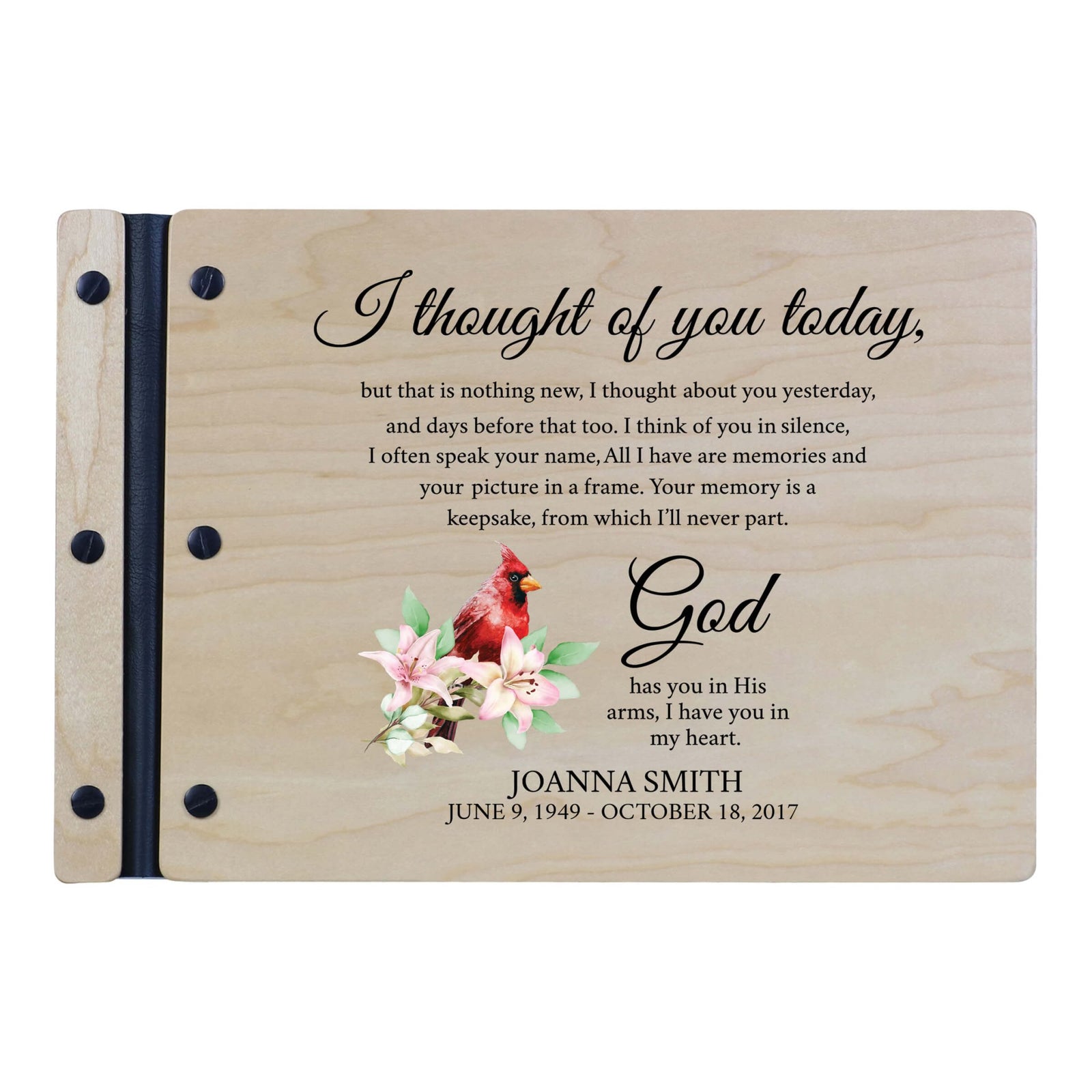Personalized Funeral Wooden Guestbook for Memorial Service - I Thought of You Today - LifeSong Milestones