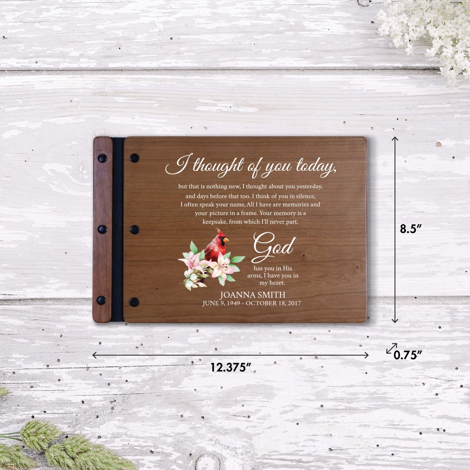 Personalized Funeral Wooden Guestbook for Memorial Service - I Thought of You Today - LifeSong Milestones