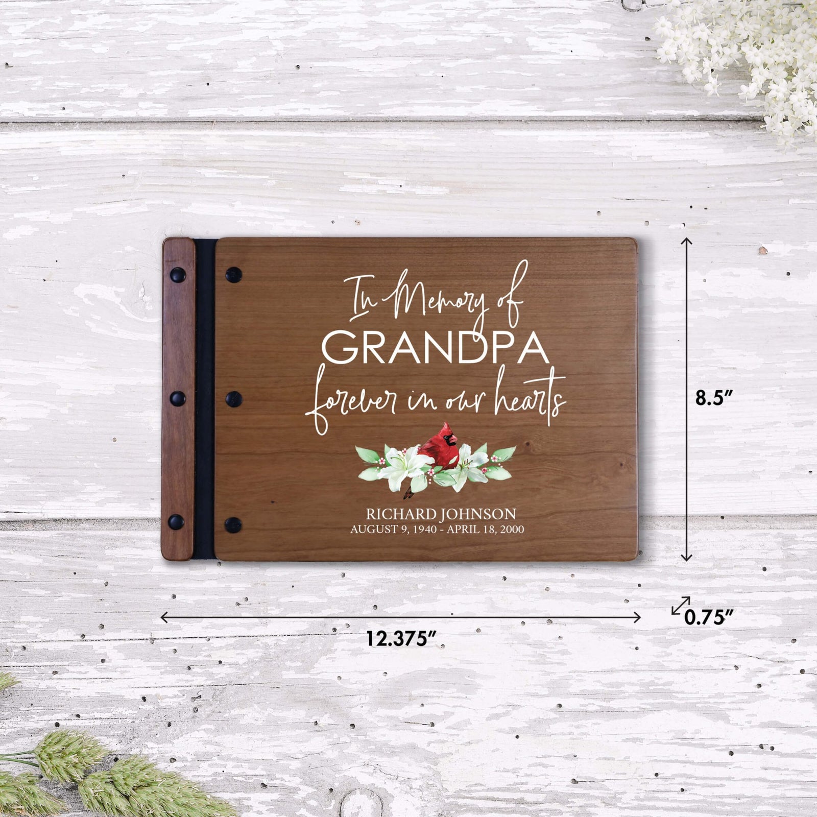 Personalized Funeral Wooden Guestbook for Memorial Service - In the Memory of - LifeSong Milestones