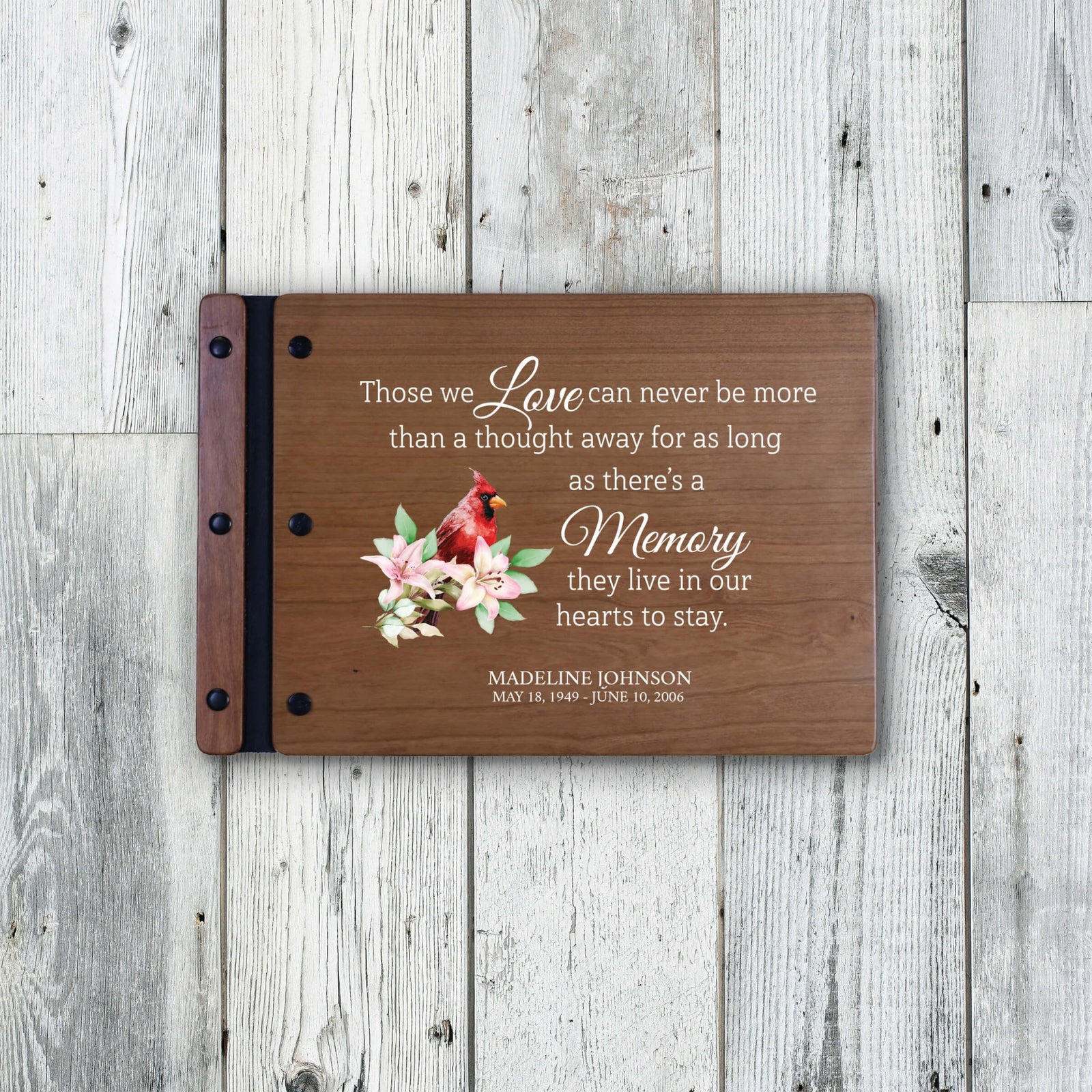 Personalized Funeral Wooden Guestbook for Memorial Service - Those We Love Can Never - LifeSong Milestones
