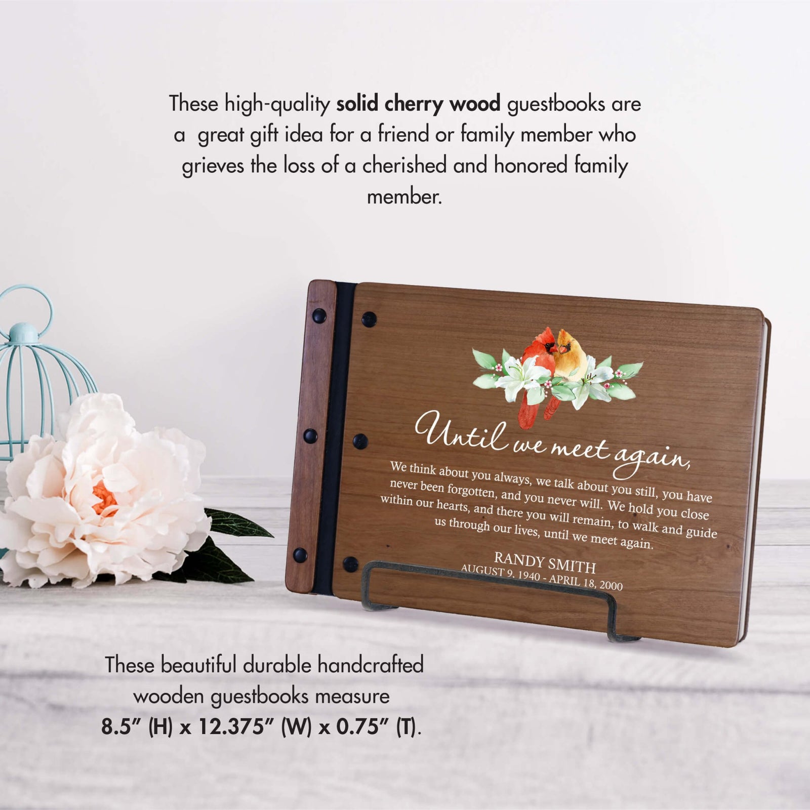 Personalized Funeral Wooden Guestbook for Memorial Service - Until We Meet Again - LifeSong Milestones