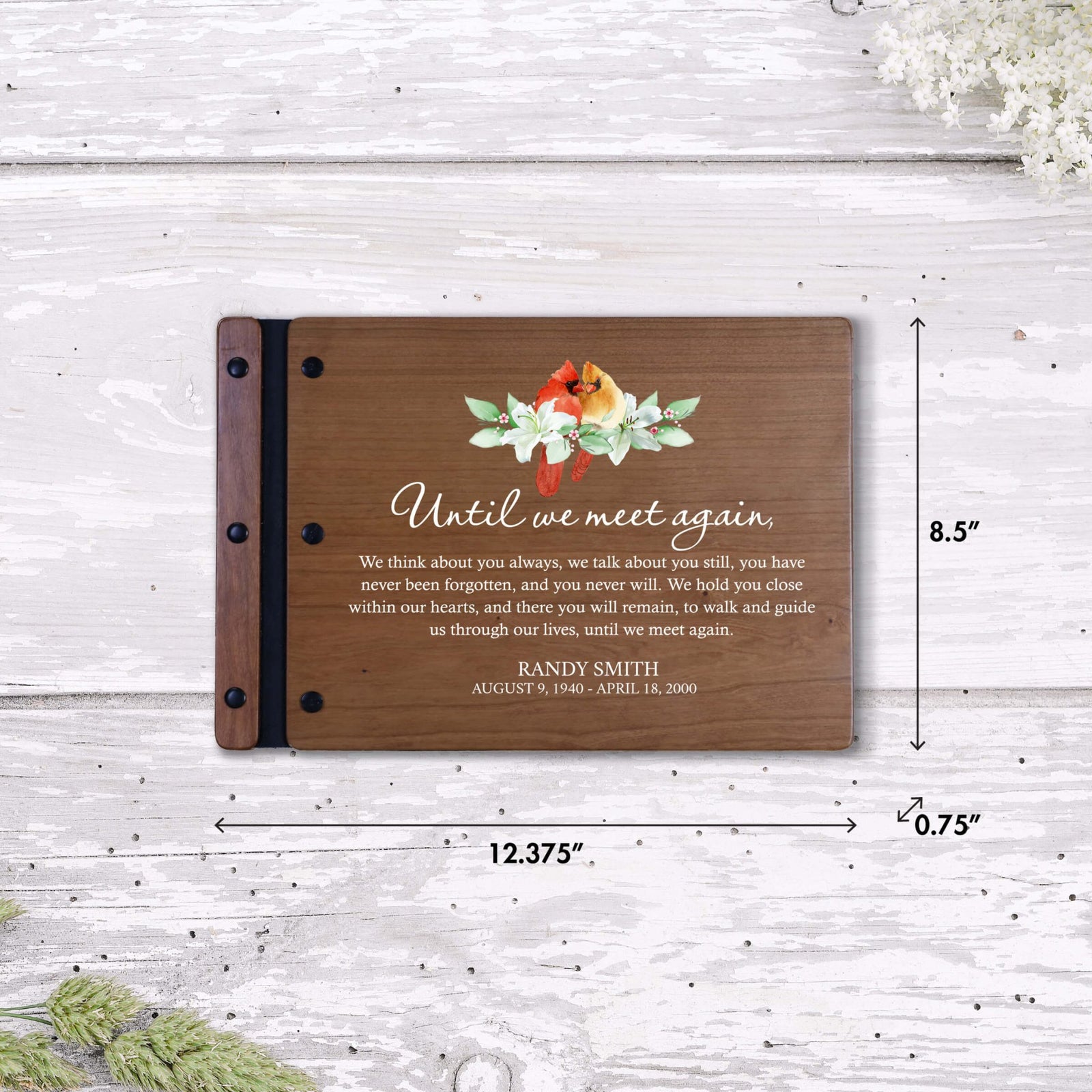 Personalized Funeral Wooden Guestbook for Memorial Service - Until We Meet Again - LifeSong Milestones