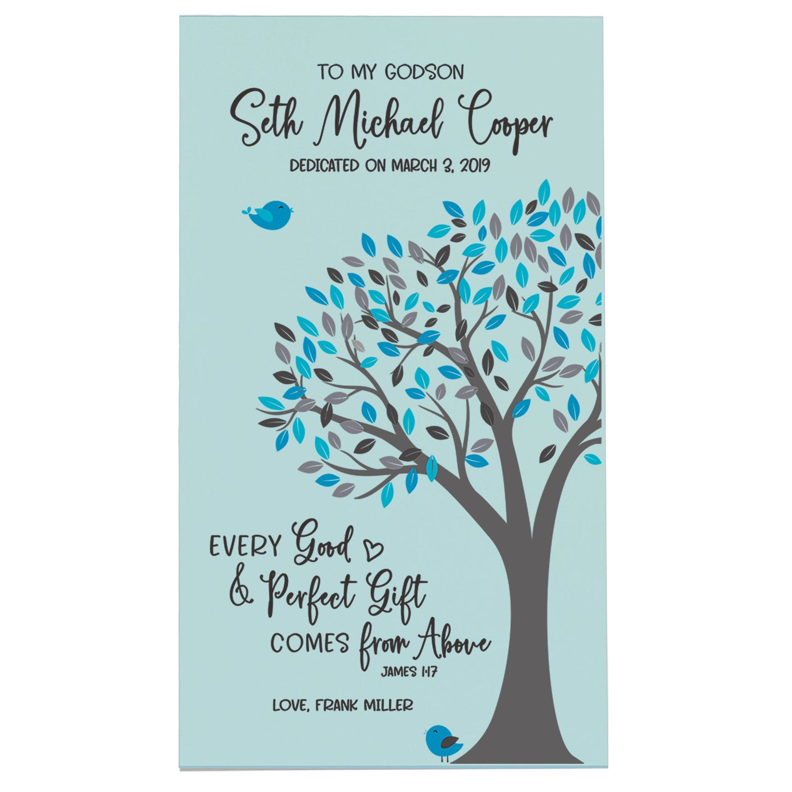 Lifesong Milestones Baptismal Wooden Wall Plaque Home Decor Gift for Boys