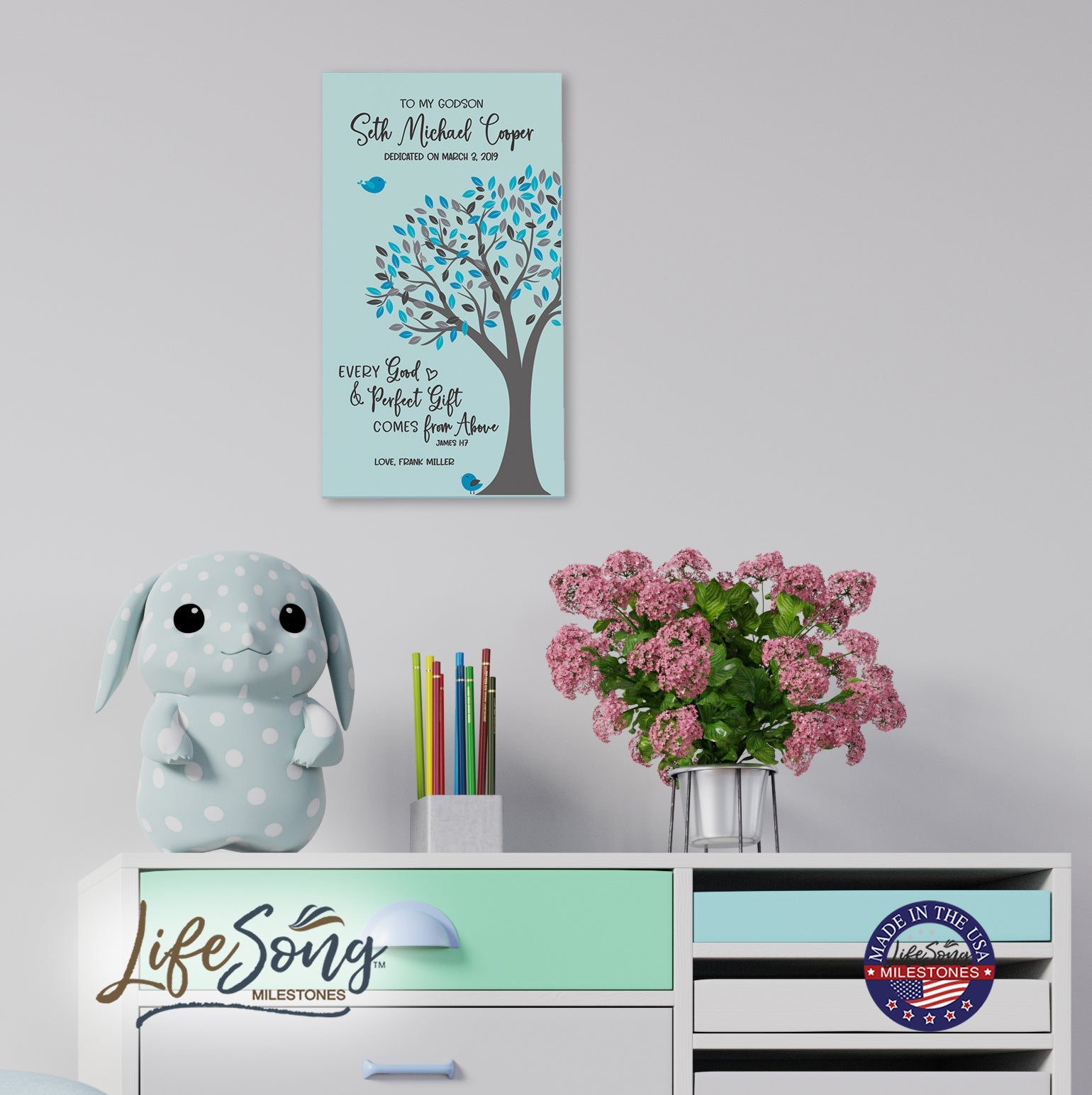 Personalized Gift for Godchild Wall Sign - Every Good - LifeSong Milestones