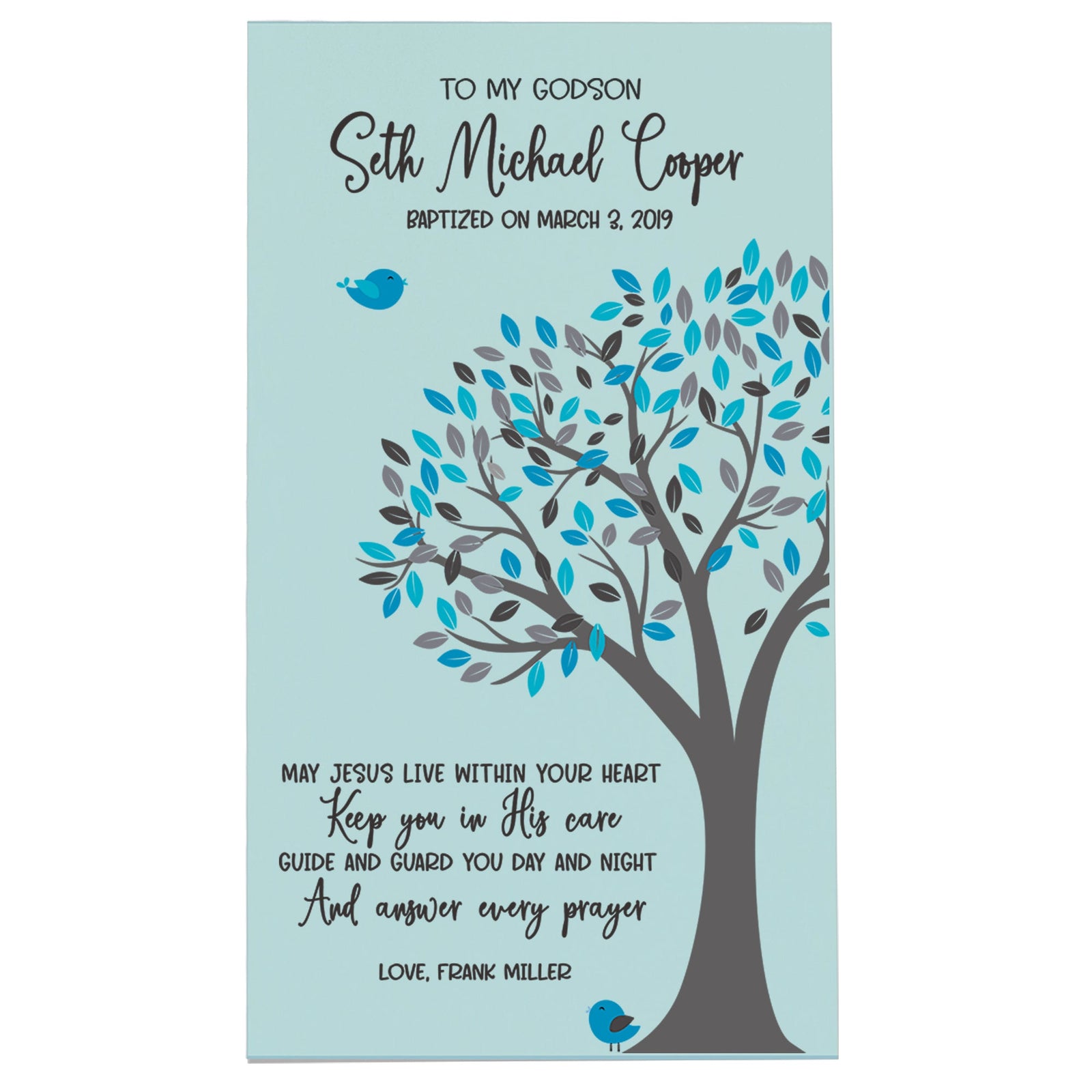 Lifesong Milestones Baptismal Wooden Wall Plaque Home Decor Gift for Boys