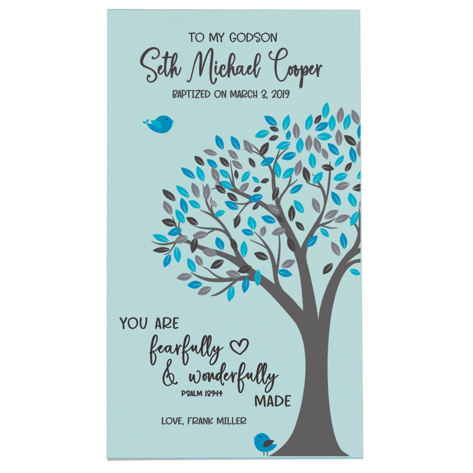 Lifesong Milestones Baptismal Wooden Wall Plaque Home Decor Gift for Boys