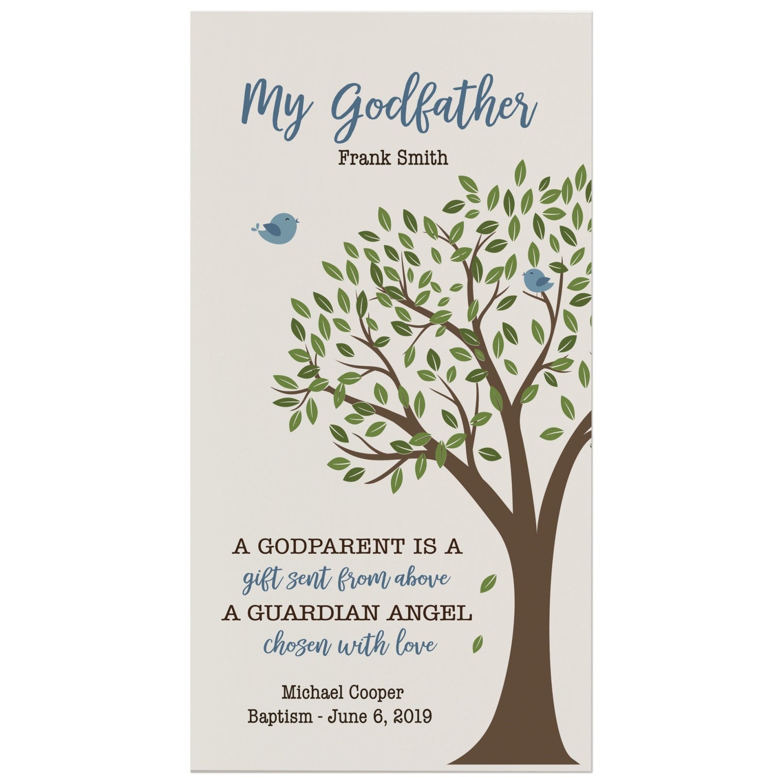 Lifesong Milestones Personalized Baptism Wooden Wall Plaque Gift for Godfather