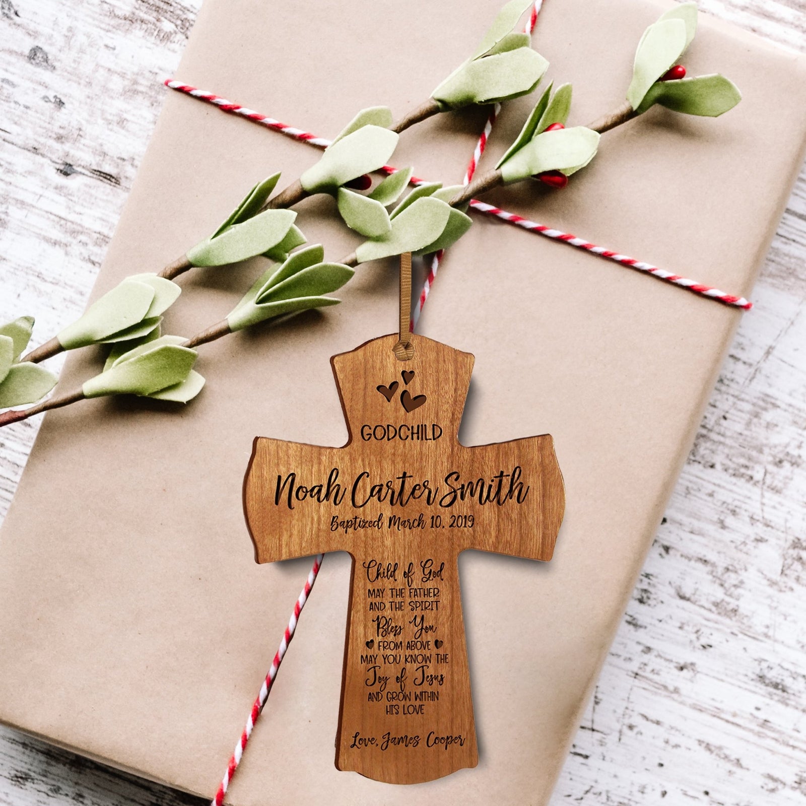 Personalized Godchild Baptism Cross for Boys Girls Child of God - LifeSong Milestones