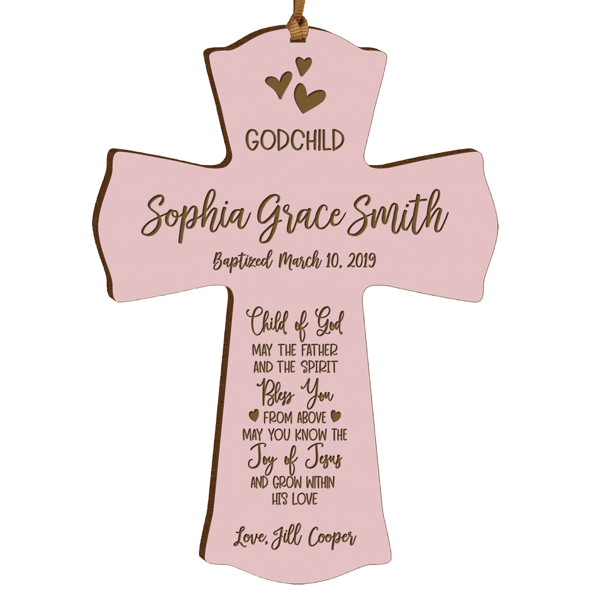 Personalized Godchild Baptism Cross for Boys Girls Child of God - LifeSong Milestones