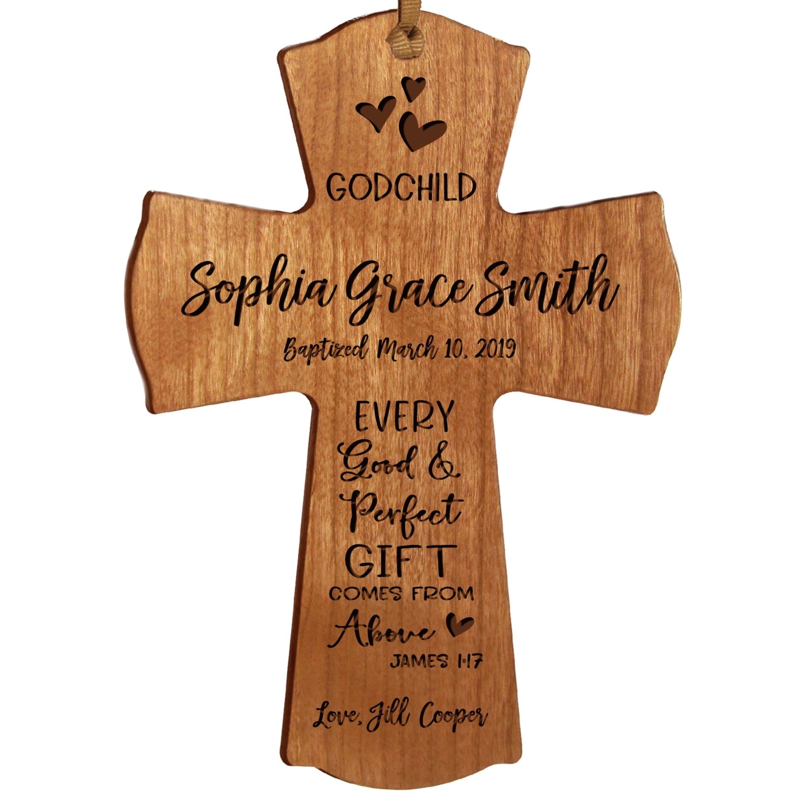 Personalized Godchild Baptism Cross for Boys Girls Good & Perfect - LifeSong Milestones