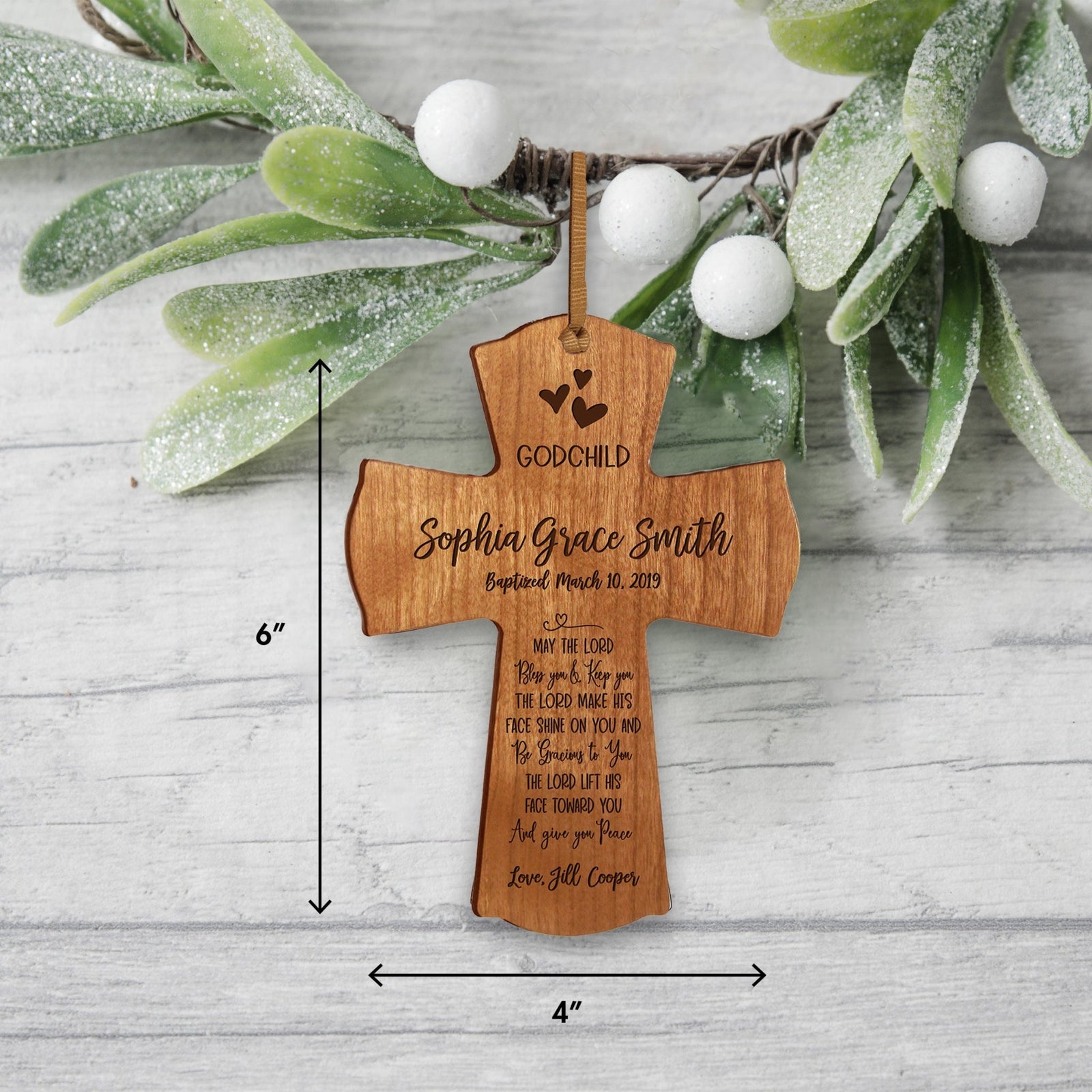 Personalized Godchild Baptism Cross for Boys Girls May The Lord - LifeSong Milestones