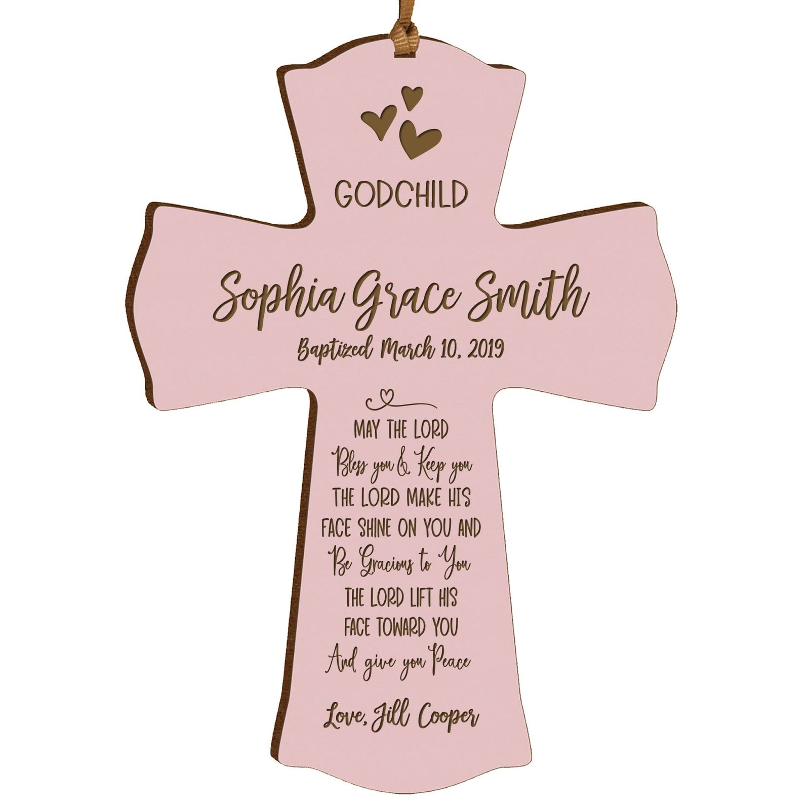Personalized Godchild Baptism Cross for Boys Girls May The Lord - LifeSong Milestones