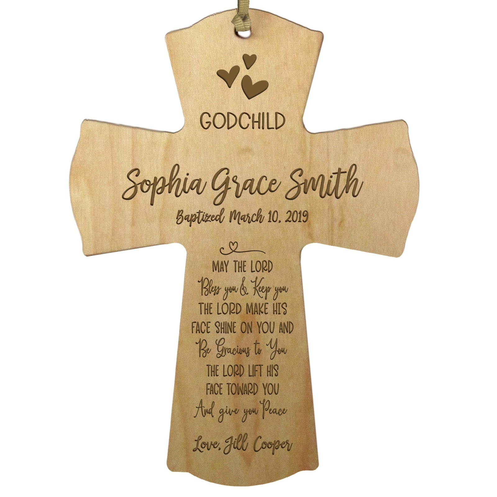 Personalized Godchild Baptism Cross for Boys Girls May The Lord - LifeSong Milestones