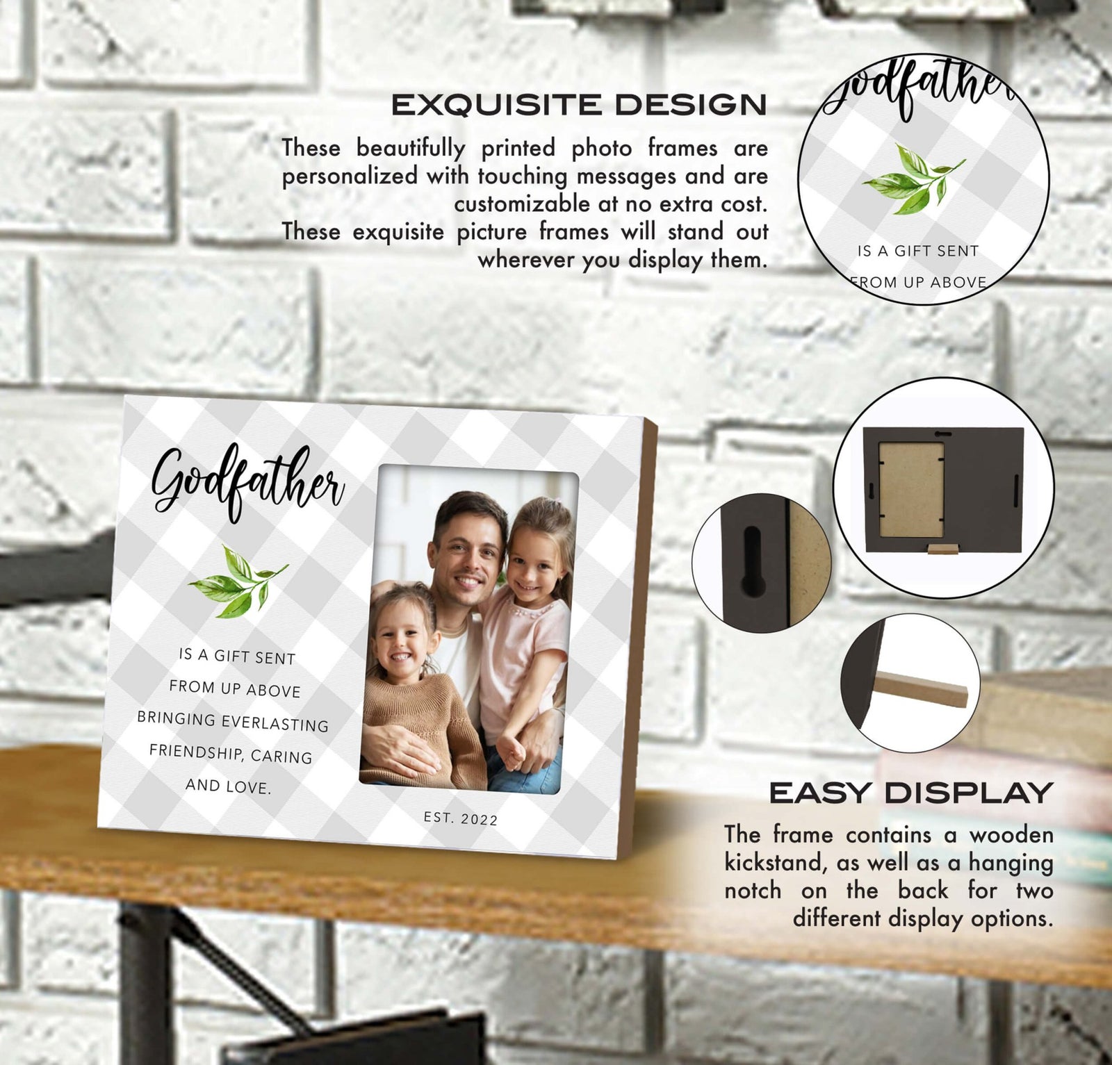 Personalized Godfather Wooden Picture Frame - LifeSong Milestones