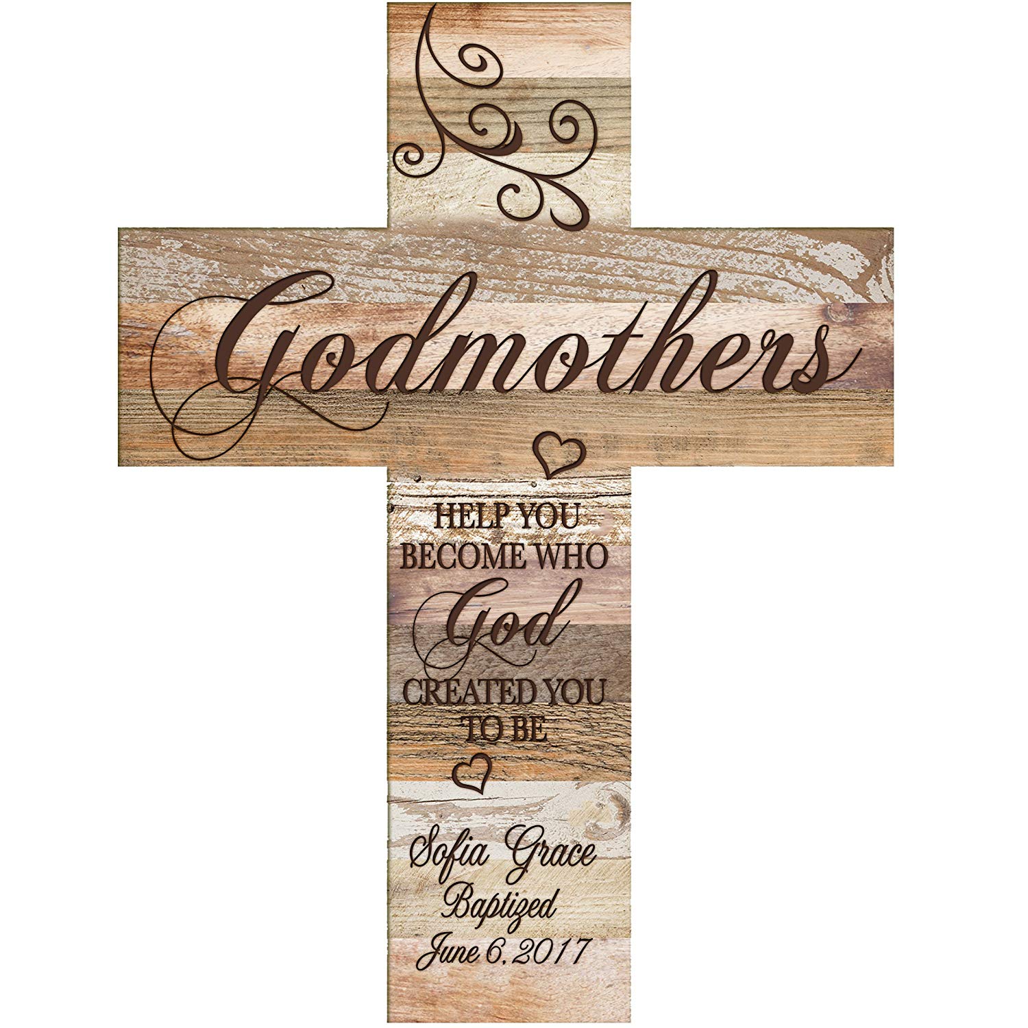 Personalized Godmother Decorative Wall Cross Gifts - Distressed Colors - LifeSong Milestones