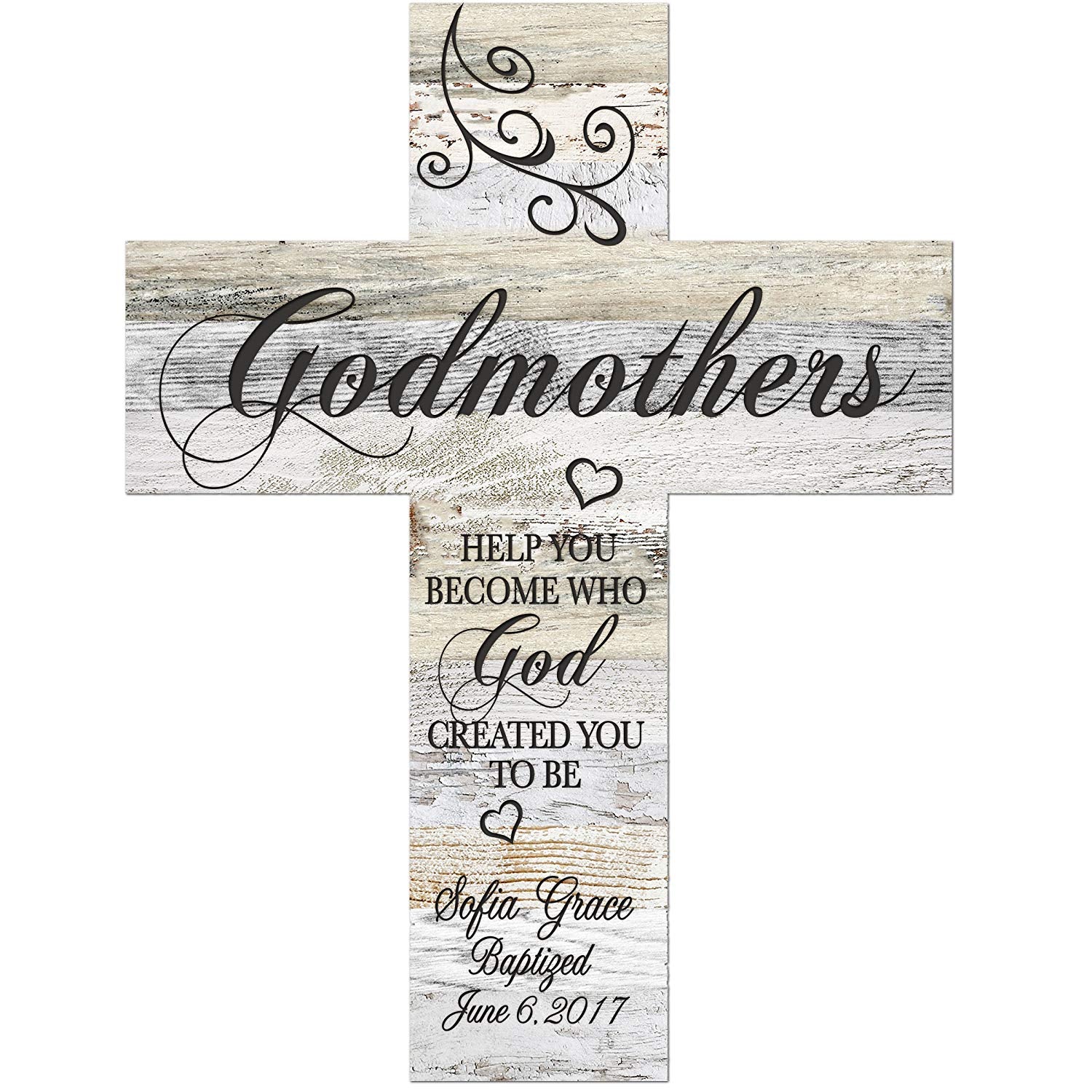 Personalized Godmother Decorative Wall Cross Gifts - Distressed Colors - LifeSong Milestones