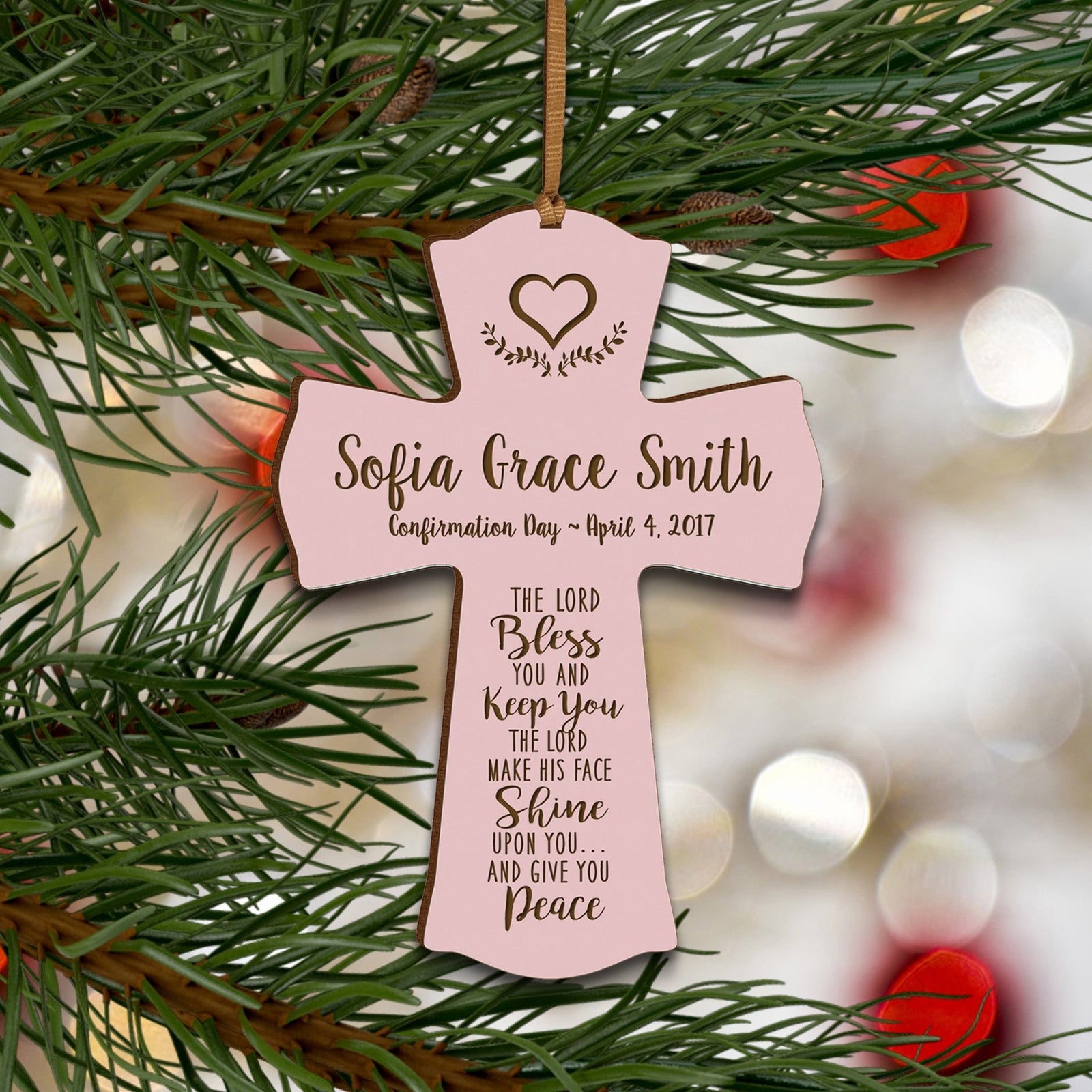 Personalized Graduation Cross Ornament - The Lord Bless You - LifeSong Milestones