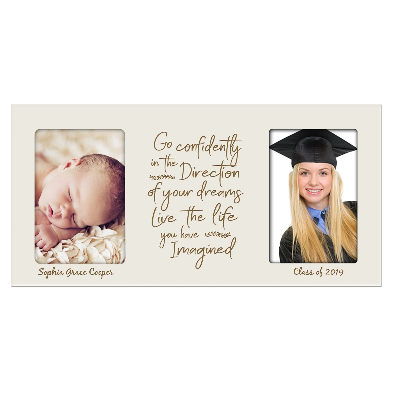Personalized Graduation Double Photo Frame Gift - Go Confidently - LifeSong Milestones