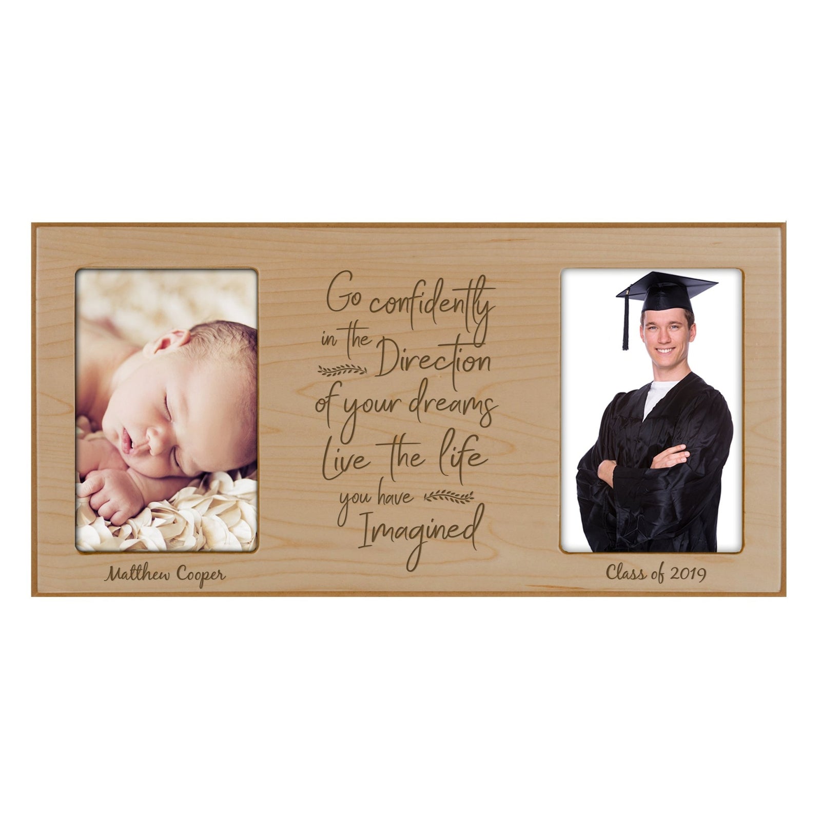 Personalized Graduation Double Photo Frame Gift - Go Confidently - LifeSong Milestones