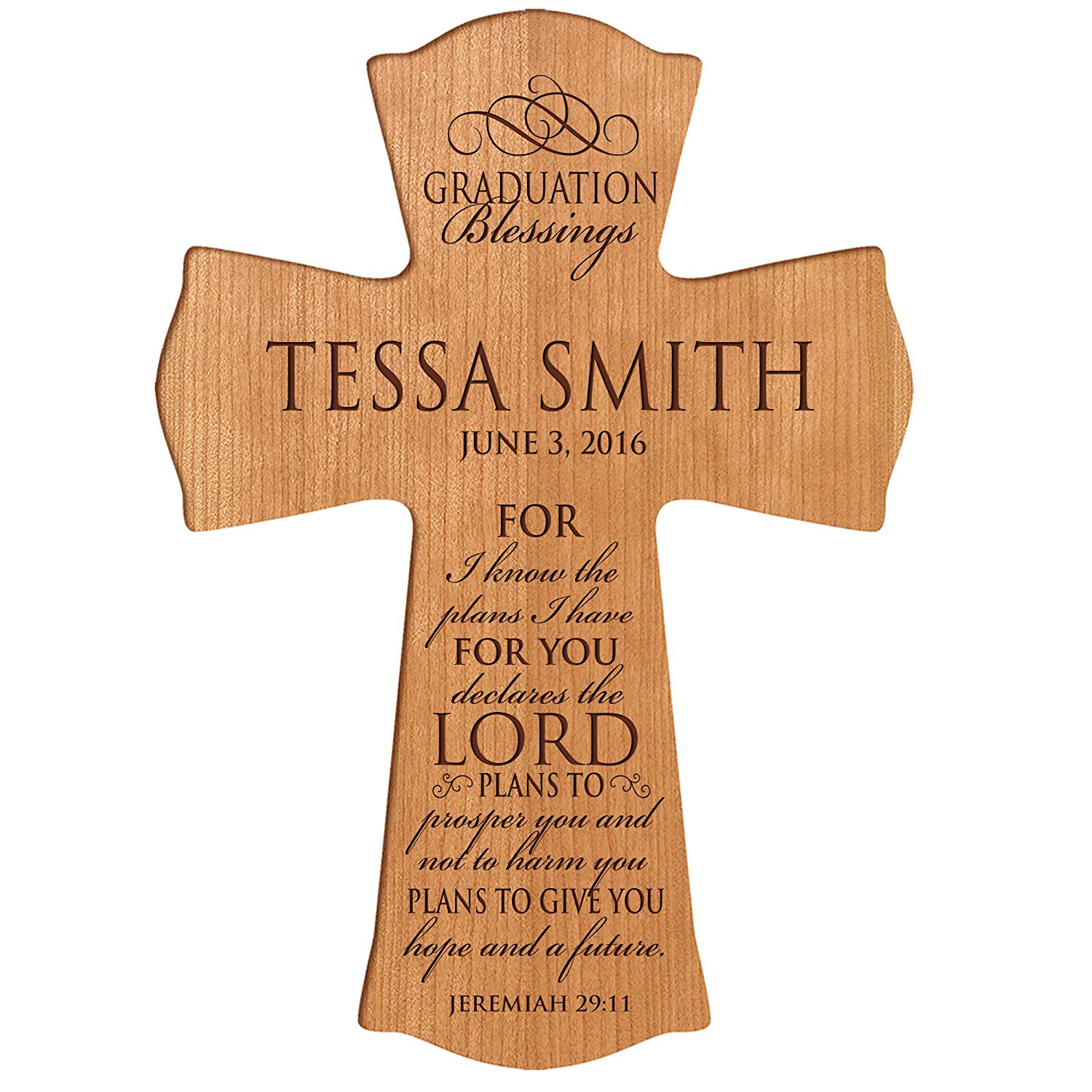 Personalized Graduation Gift Wall Cross - Jeremiah 29:11 - LifeSong Milestones