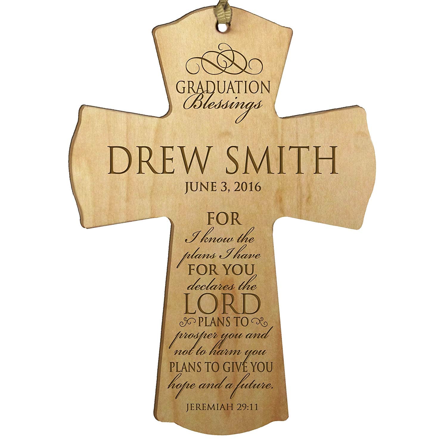 Personalized Graduation Gift Wall Cross - Jeremiah 29:11 - LifeSong Milestones