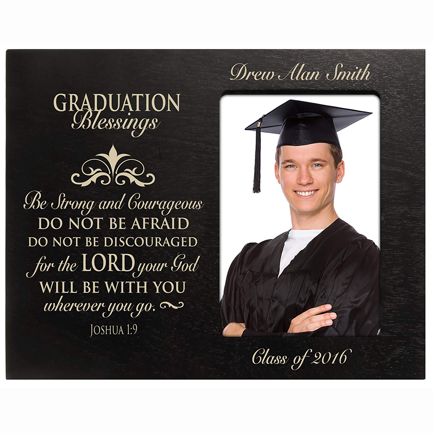 Personalized Graduation Picture Frame Gift - Strong and Courageous - LifeSong Milestones