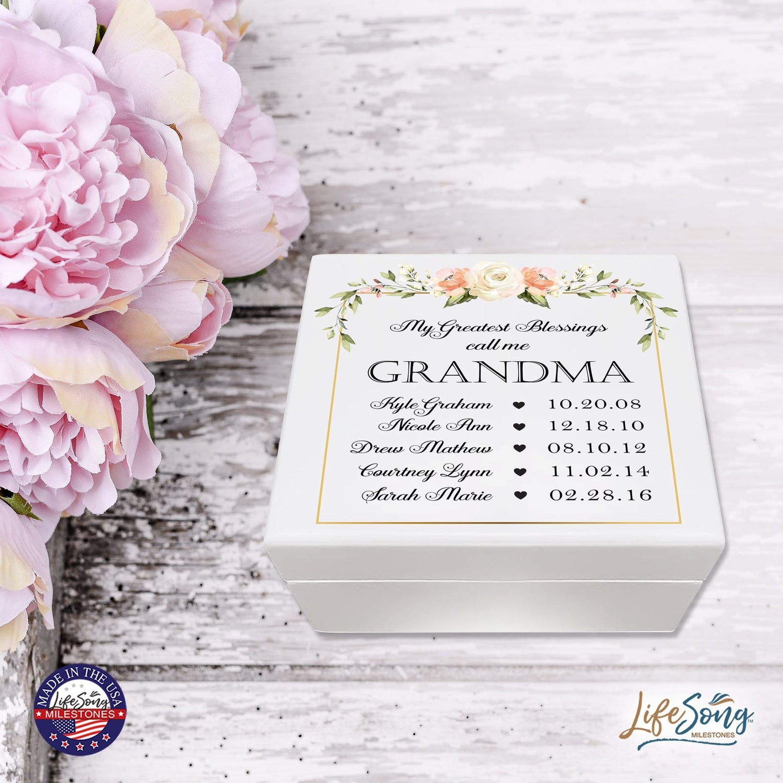 Personalized Grandmother’s Keepsake Box - My Greatest Blessings - LifeSong Milestones
