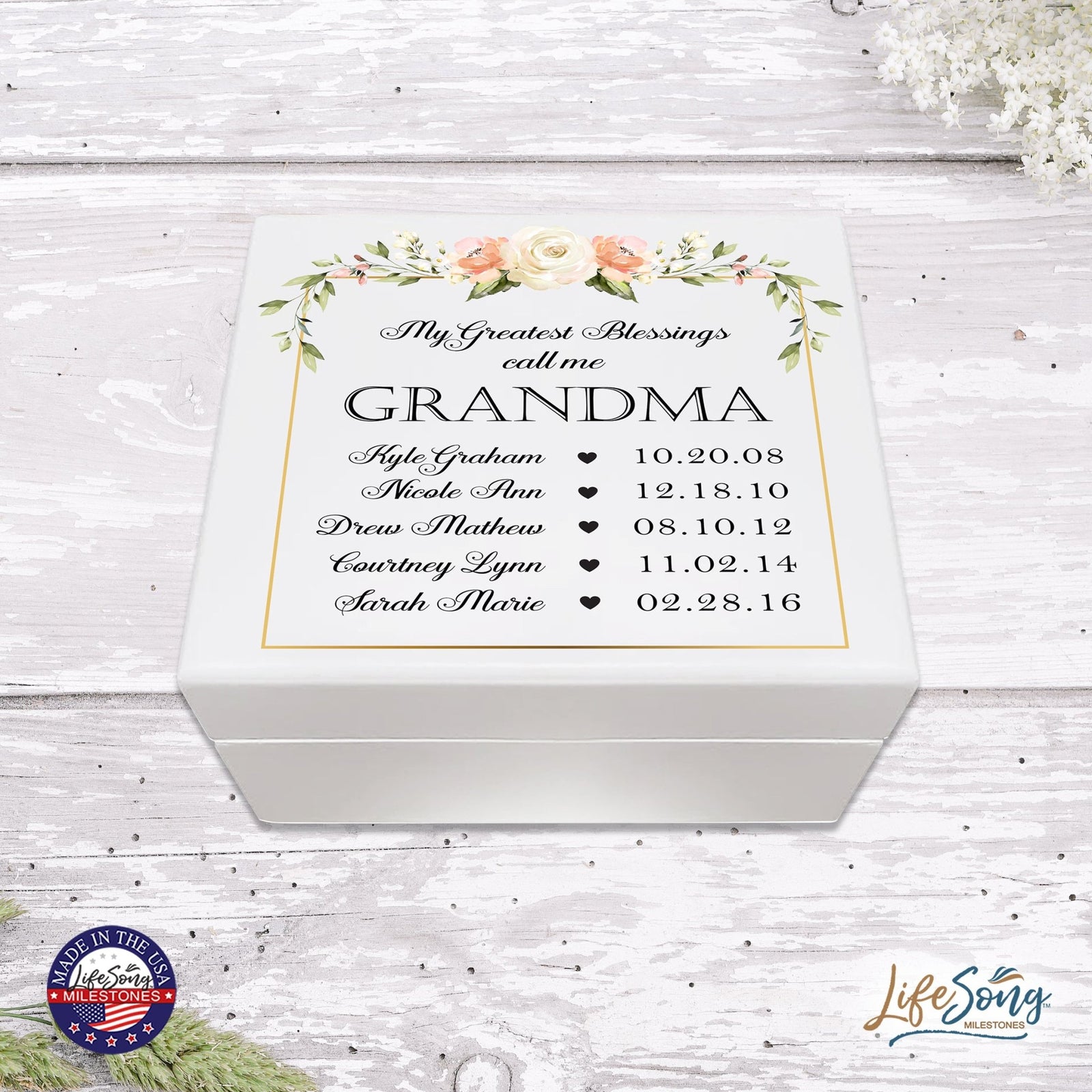 Personalized Grandmother’s Keepsake Box - My Greatest Blessings - LifeSong Milestones