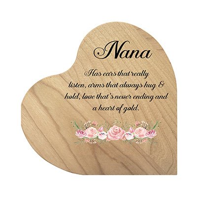 Personalized Grandmother’s Love Heart Block 5in with Inspirational verse - Nana, A Heart of Gold - LifeSong Milestones