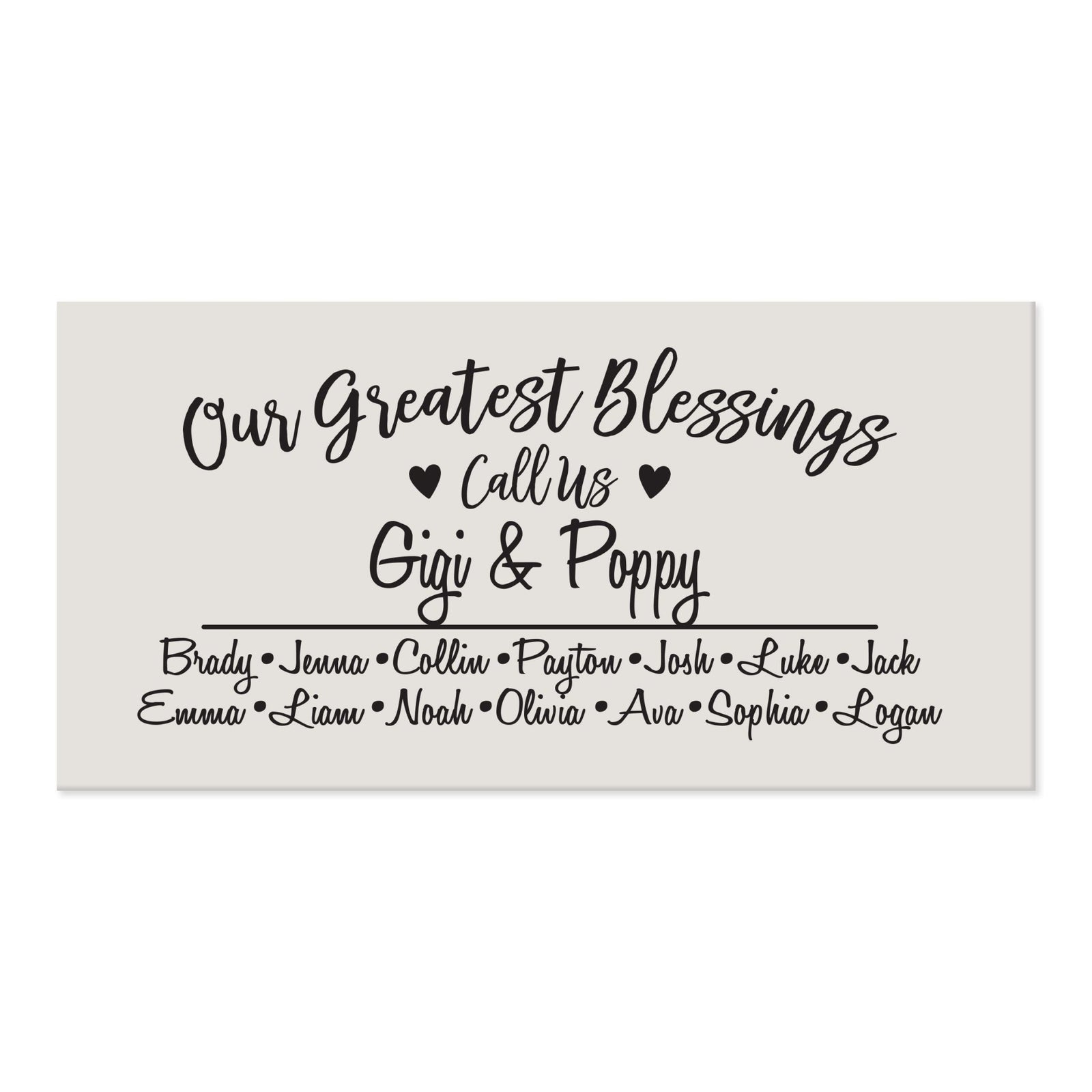 Personalized Grandparents Plaque Greatest Blessings - Gigi & Poppy - LifeSong Milestones